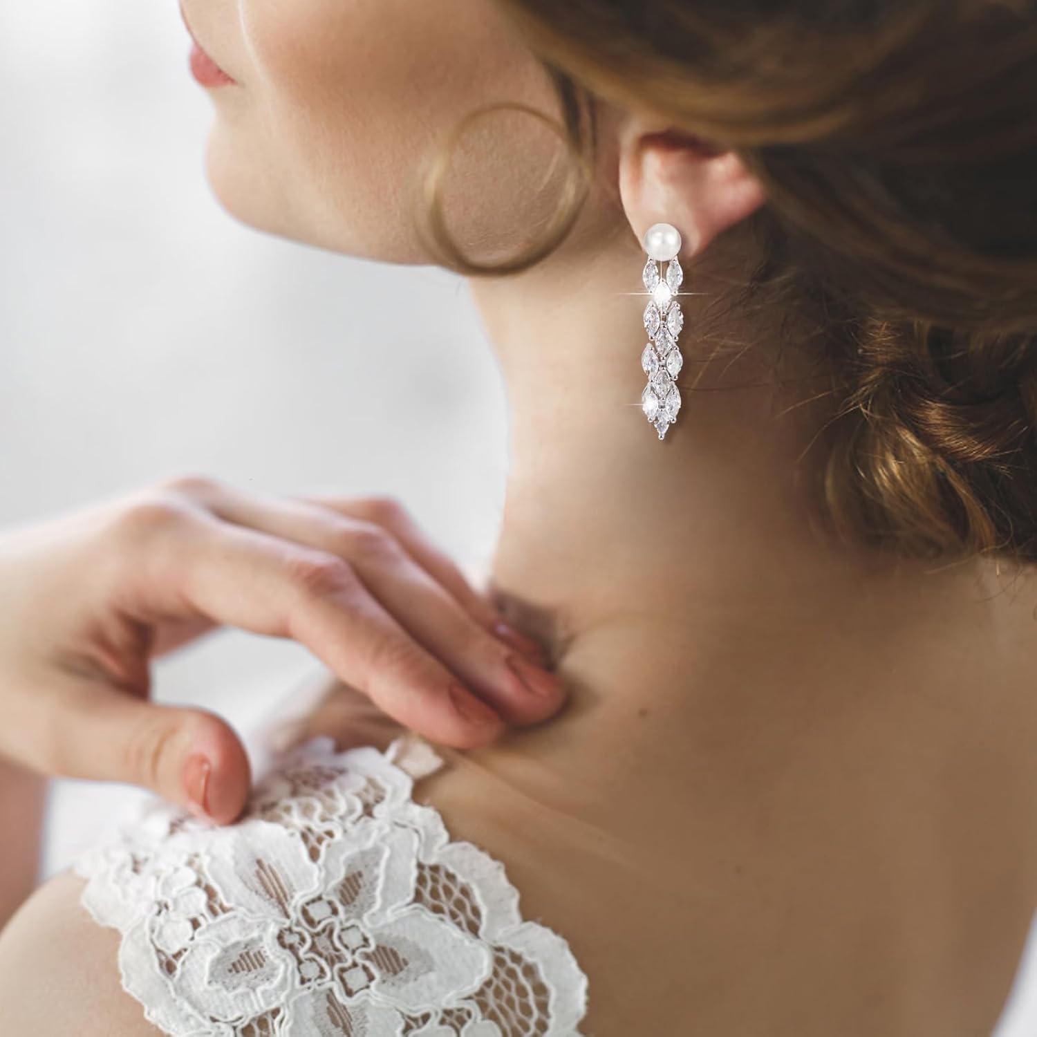 Pearl Earrings for Women Cute Bow Pearl Drop Earrings Elegant Hypoallergenic Gold Jewelry for Women - Image 4