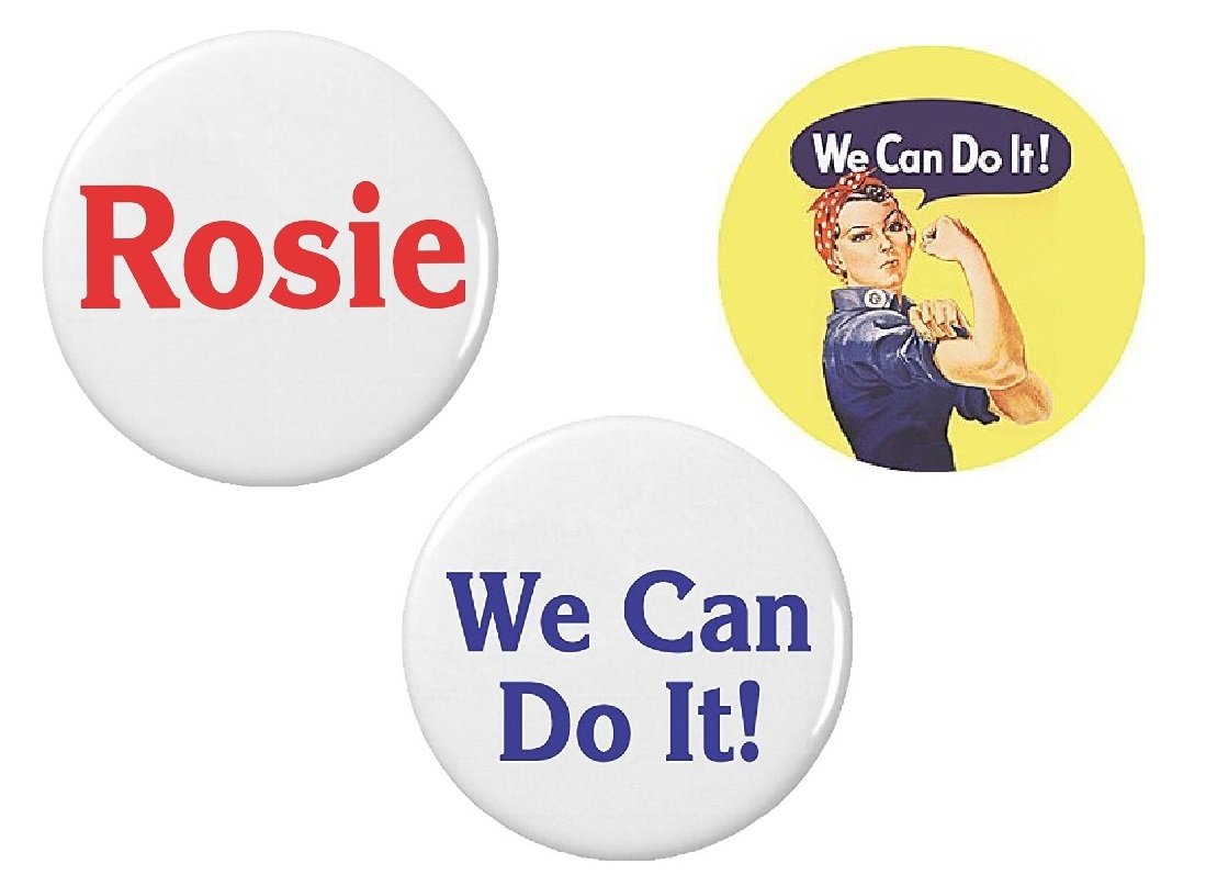 Rosie the Riveter Halloween Costume Accessories Set - Pinback Buttons (Pinback Buttons ONLY)