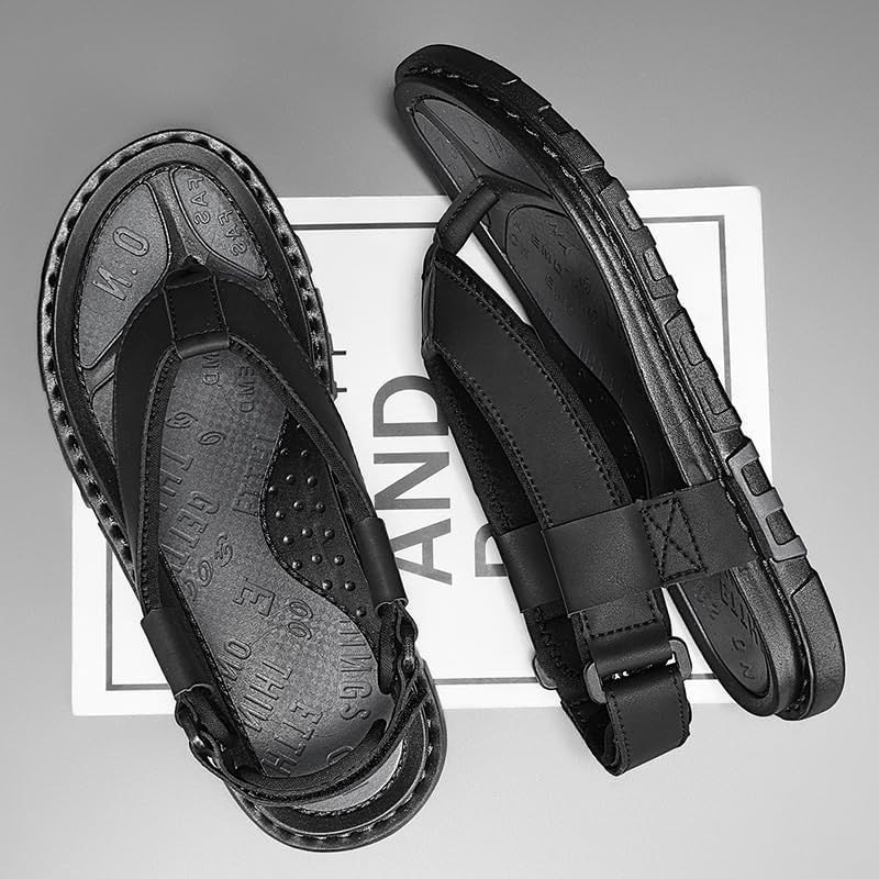 Mens Sandals Beach Flip Flop Comfort Casual Thong Hiking Water Soprt Leather Athletic Slipper