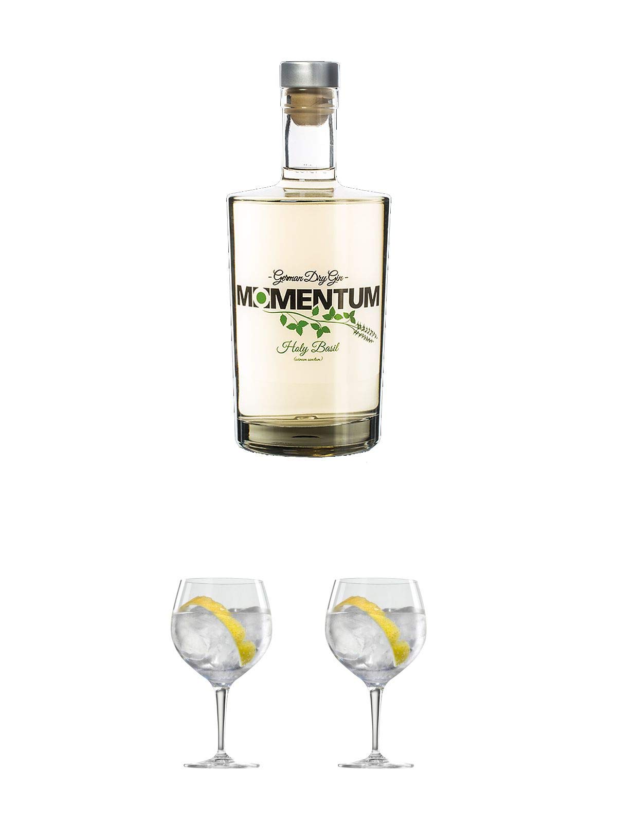 Momentum German Dry Gin mit Basilikum Deutschland 0,7 Liter + Ballon Bistro Cubata GIN Glas 1 Stück + Ballon Bistro Cubata GIN Glas 1 Stück