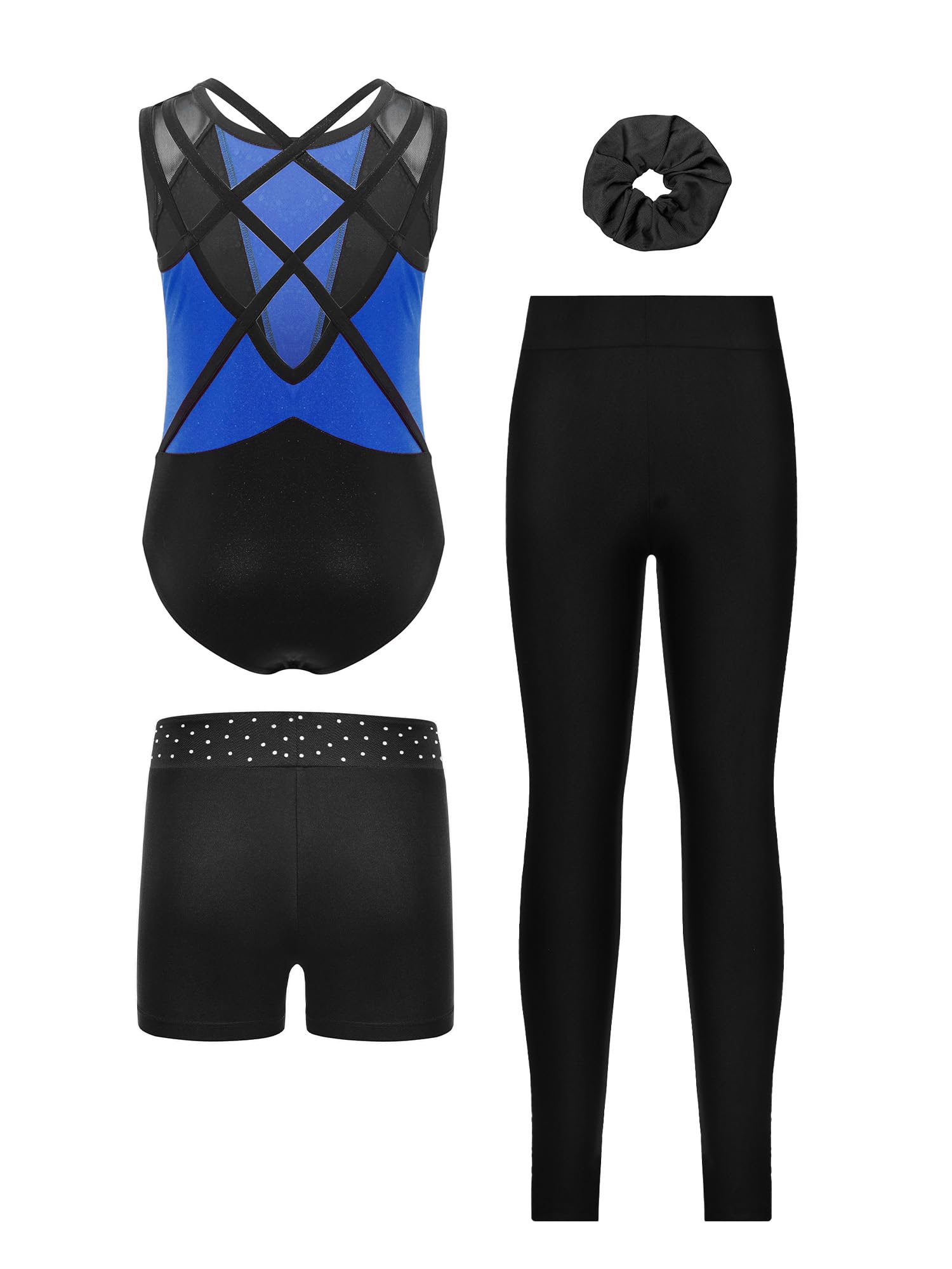 Vxuxlje Bambini Body Ginnastica Ritmica Bambine Con Shorts Tuta Intera Da Pattinaggio Artistico Ragazze Body Danza Classica Danza Classica Blu 13-14 anni