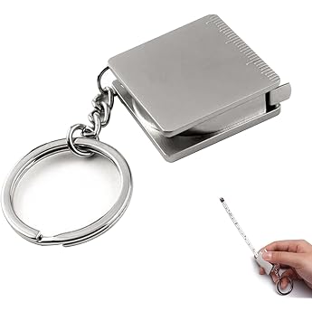 TVETE Small Tape Measure Set of 1, Small Metal Tape Measure 3.3 ft 1 m, Mini Tape Measure Keychain, Telescopic Tape Measure, Portable Pocket Mini Tape Measure, Easy to Carry, Stainless Steel Key Chain, For Household Measurements, Accurate Marking