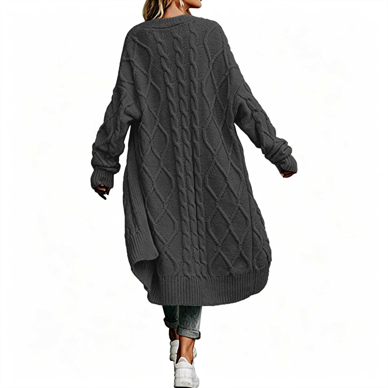 Gilet Femme Tricoté, Ouverture Devant, Manches Longues, Coupe Ample