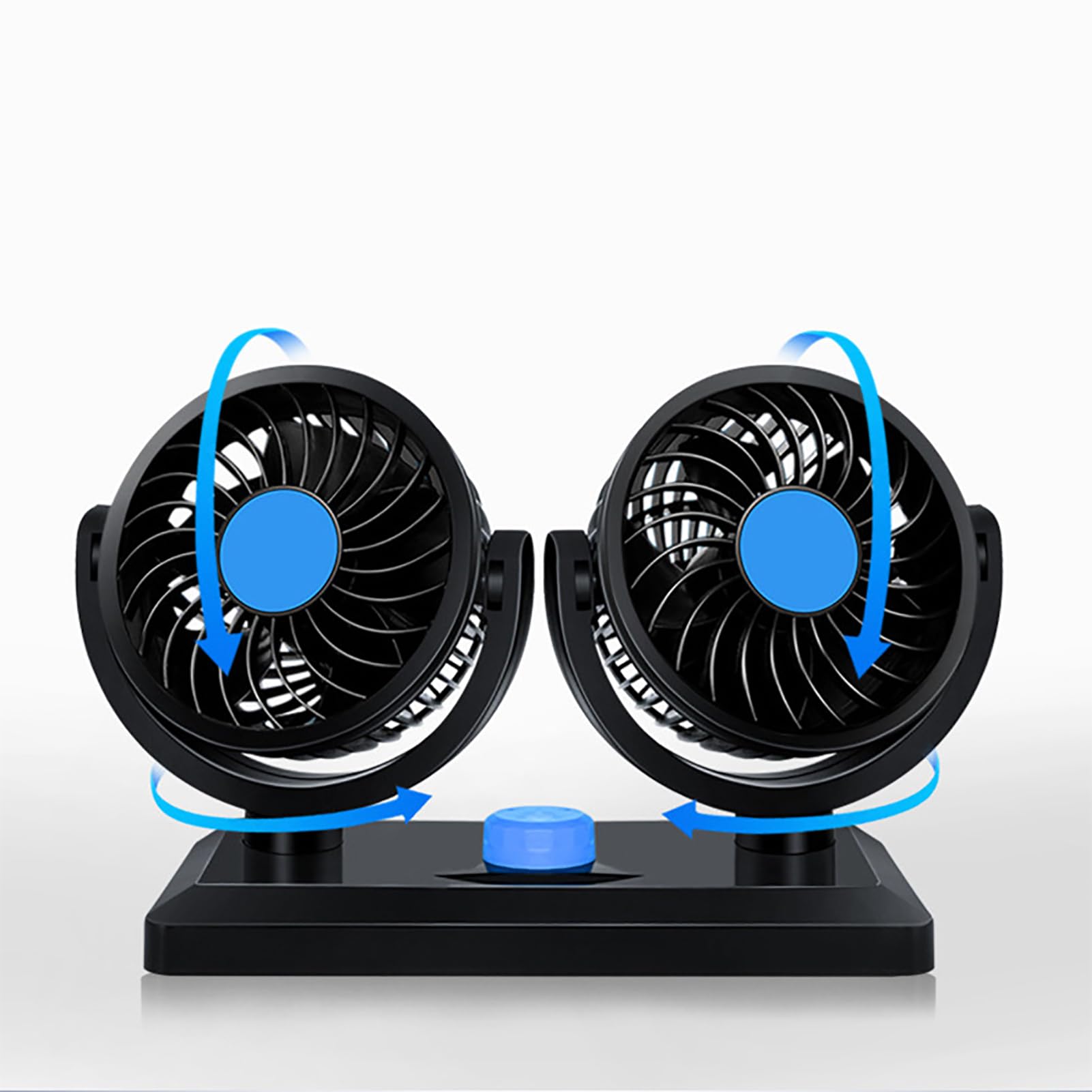 Ventilateur USB Double Tête Rotatif 360 Degrés pour Voiture Camion Camping-Car Bureau Maison Adapté à Tous Véhicules et Environnements Chauds