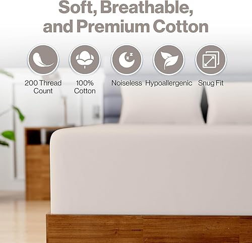 Miniatura 3 de Superity Linen Sábana bajera ajustable California King, 100% algodón, fresca y transpirable, lavable y seca a máquina, sábana bajera California King
