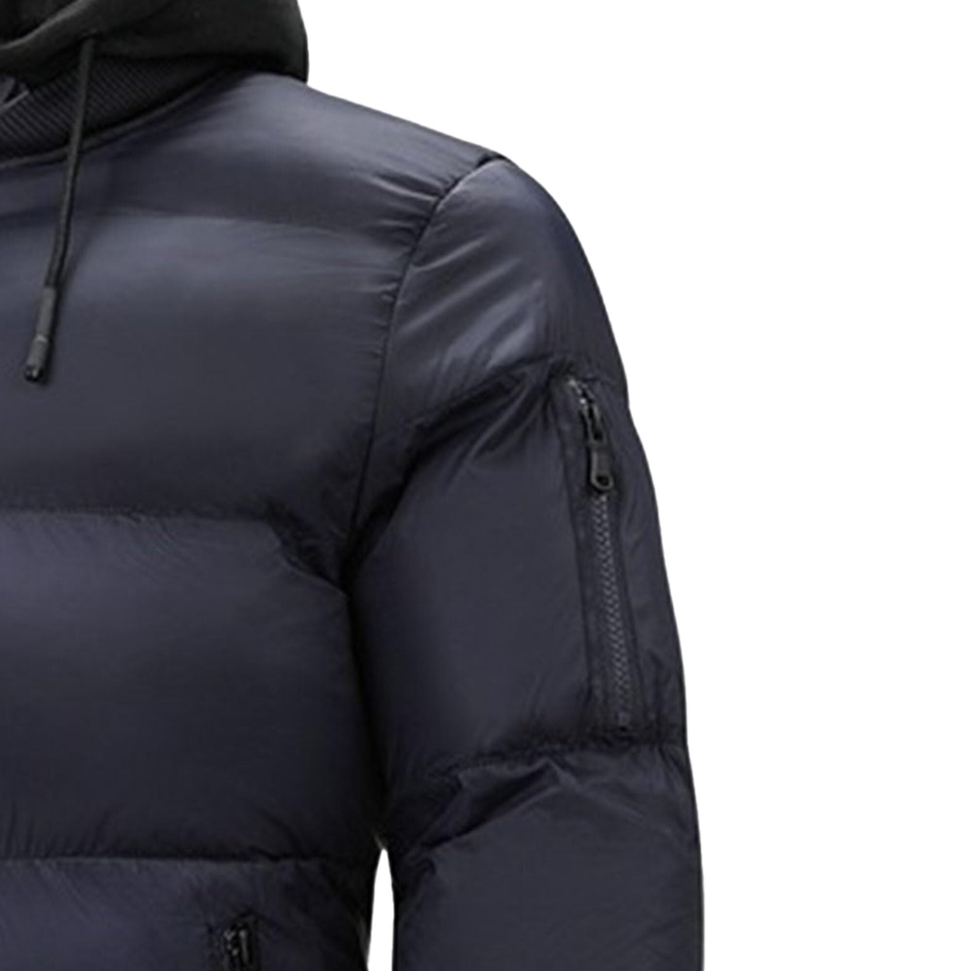 Dicke, einfarbige Daunenjacke mit Kapuze für Herren, mitteldicke Ski-Daunenjacke mit Reißverschluss, wasserdichte Winterbekleidung