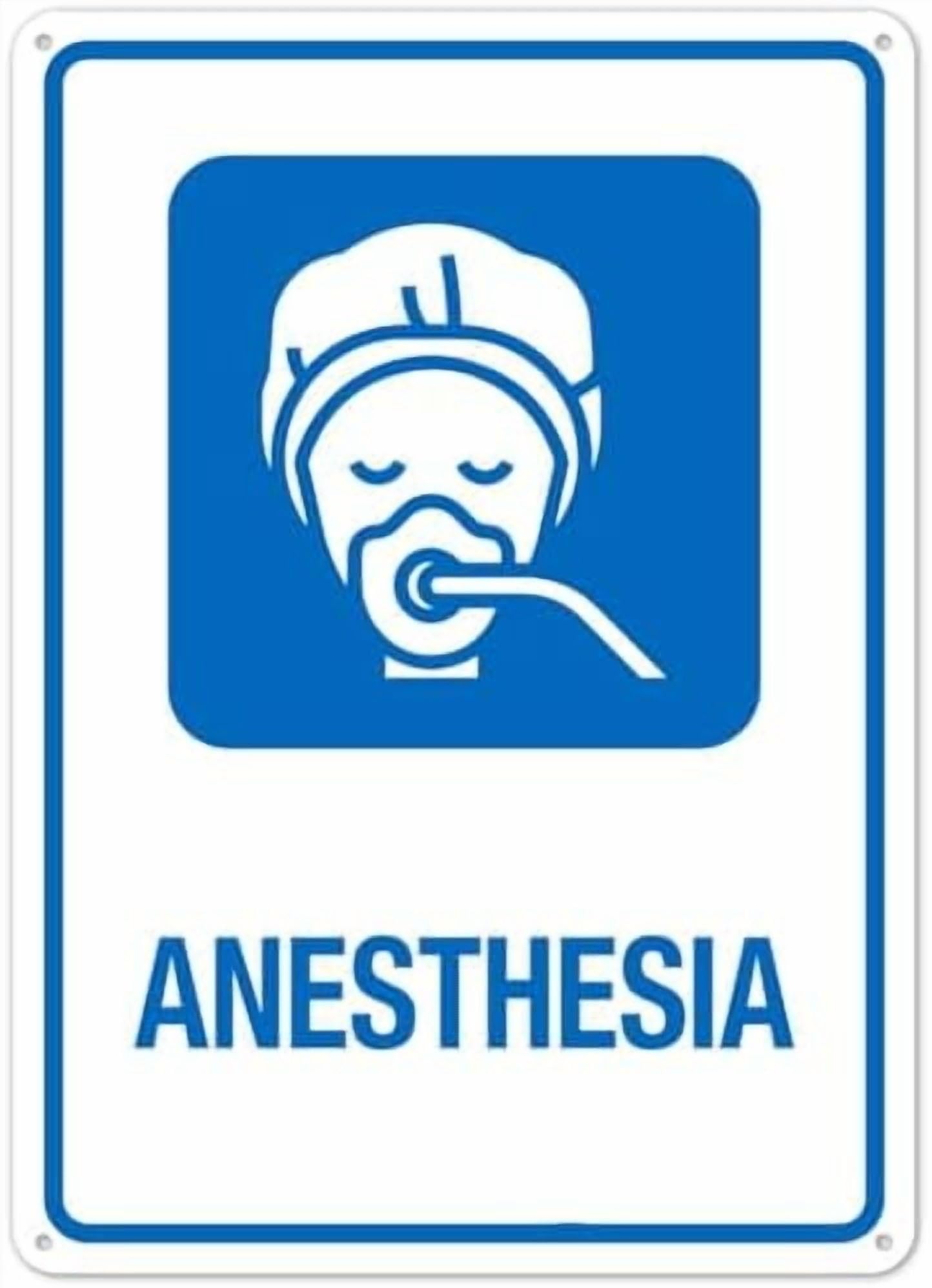 (2-Pack) Metal Tin Sign Anesthesia Hospital Sign Facility Signs 8x12 Inch - Clear Warning for Home & Use