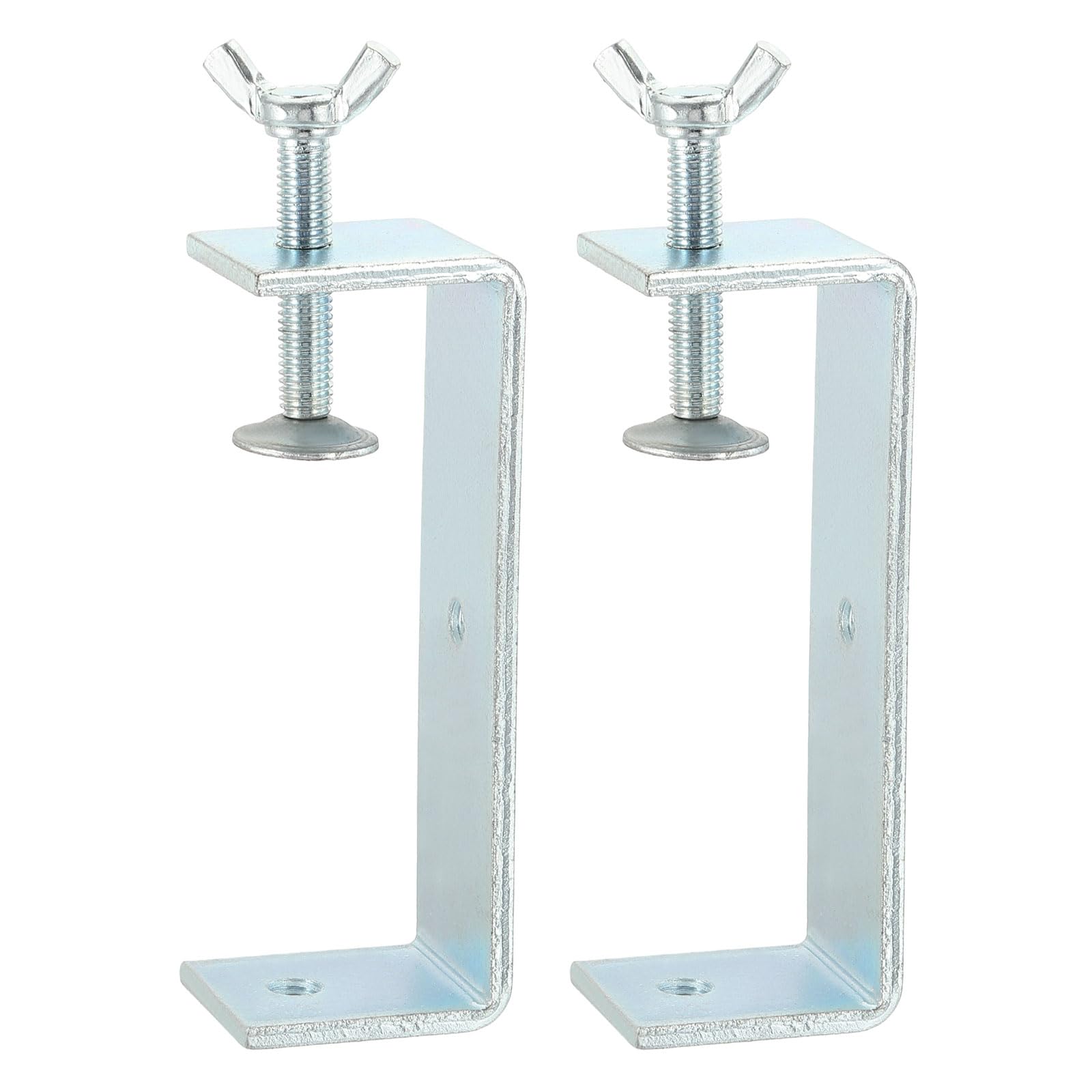 sourcing map 2 Pcs Carbon Steel C Clamps 130mm Square Galvanized Mini Tiger Clamp Adjustable Heavy Duty Metal U Clip with Butterfly Screws for Woodworking Welding Mounting, Blue White