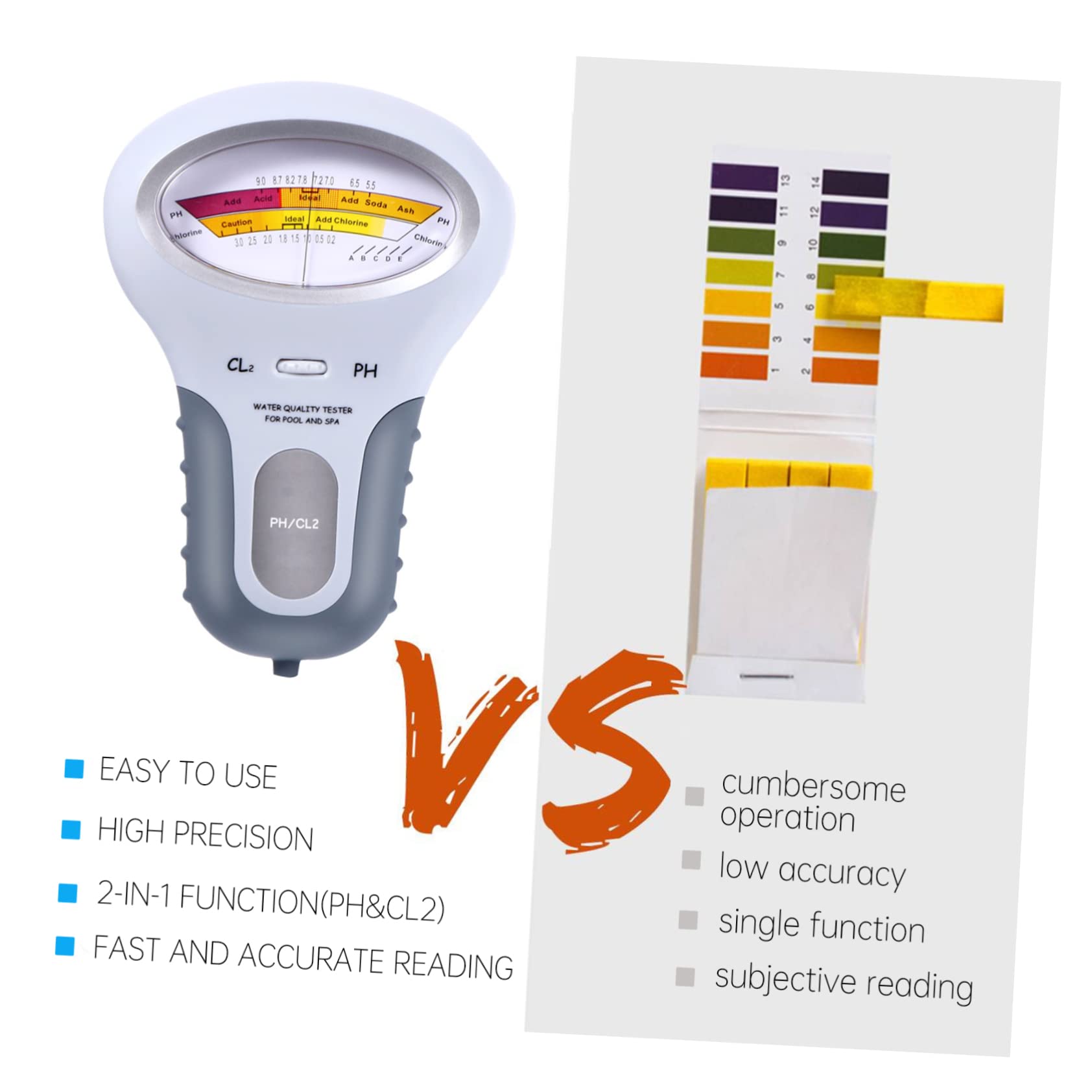 VANZACK 2piezas Tester De De Agua De Piscina Ph Portátil Medidor Digital De Ph y Precisión De Agua y De Usar y