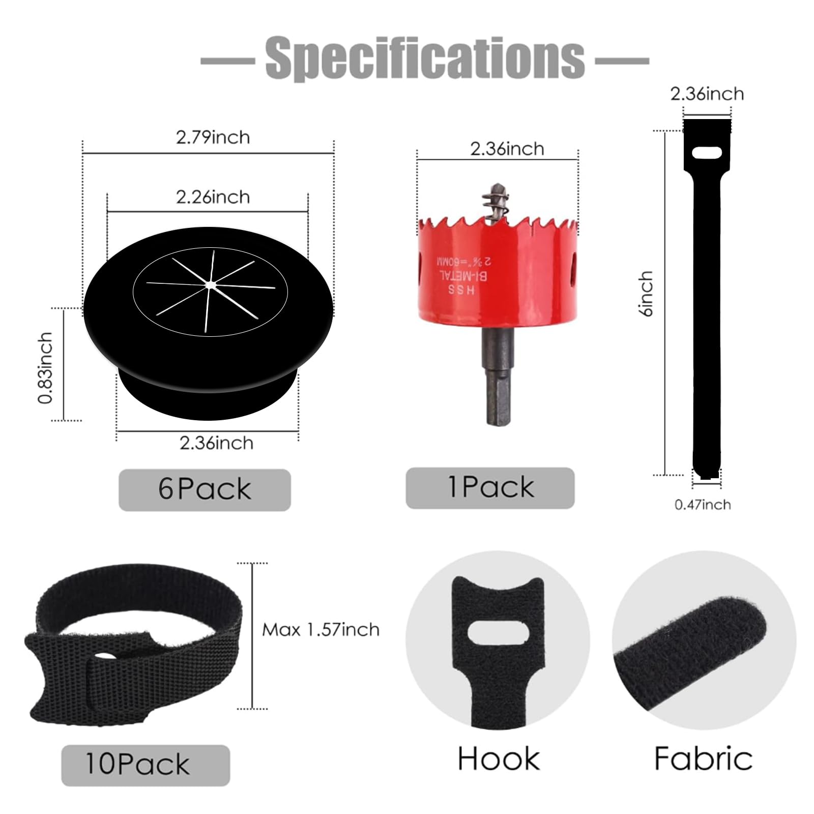 6 Pack Cord Hider for Wall Mounted TV, 2-3/8