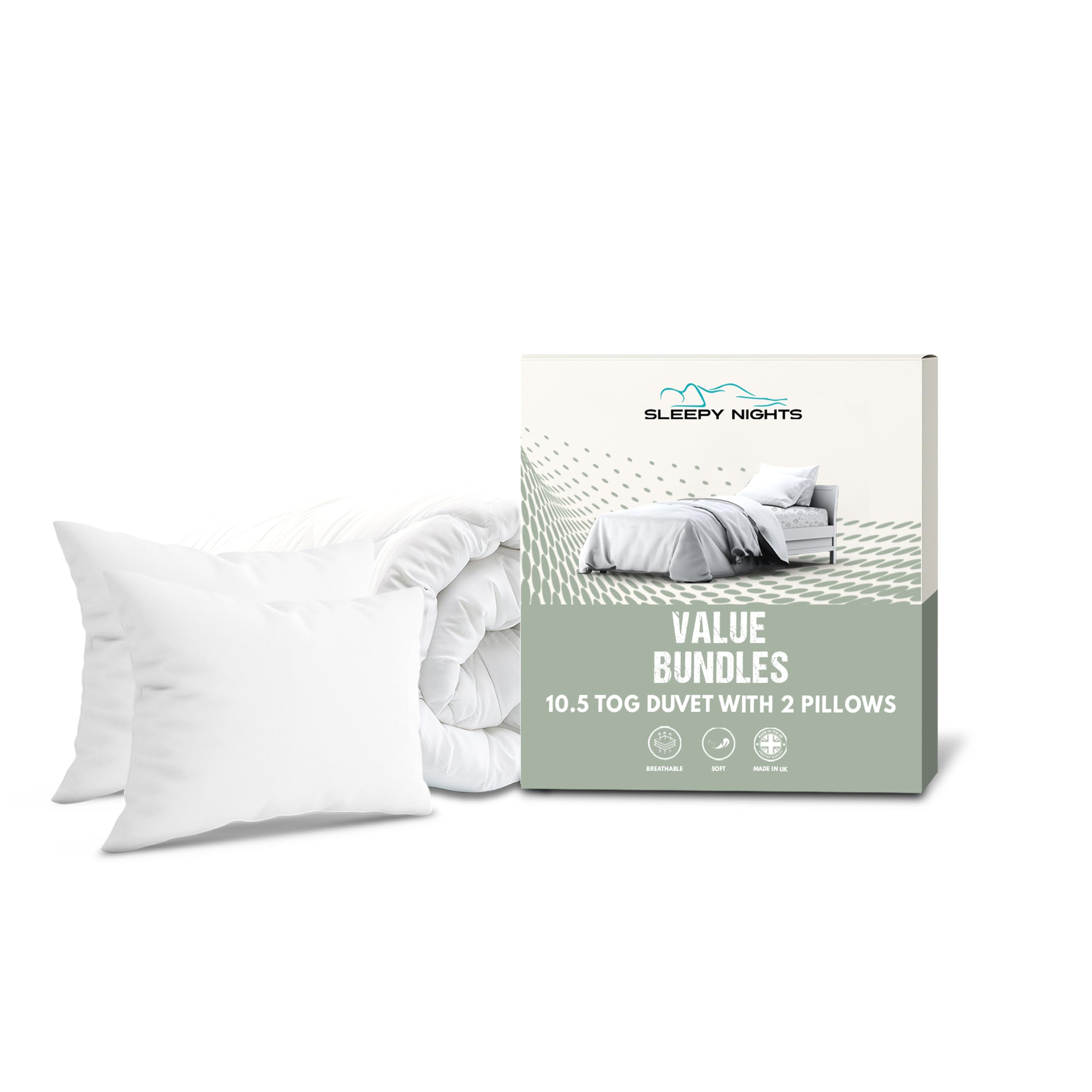 SleepyNights Unbeatable Value 10.5 Tog Duvet Quilt With 2 Pillows Non Allergenic Polypropylene Bundle - SuperKing Size