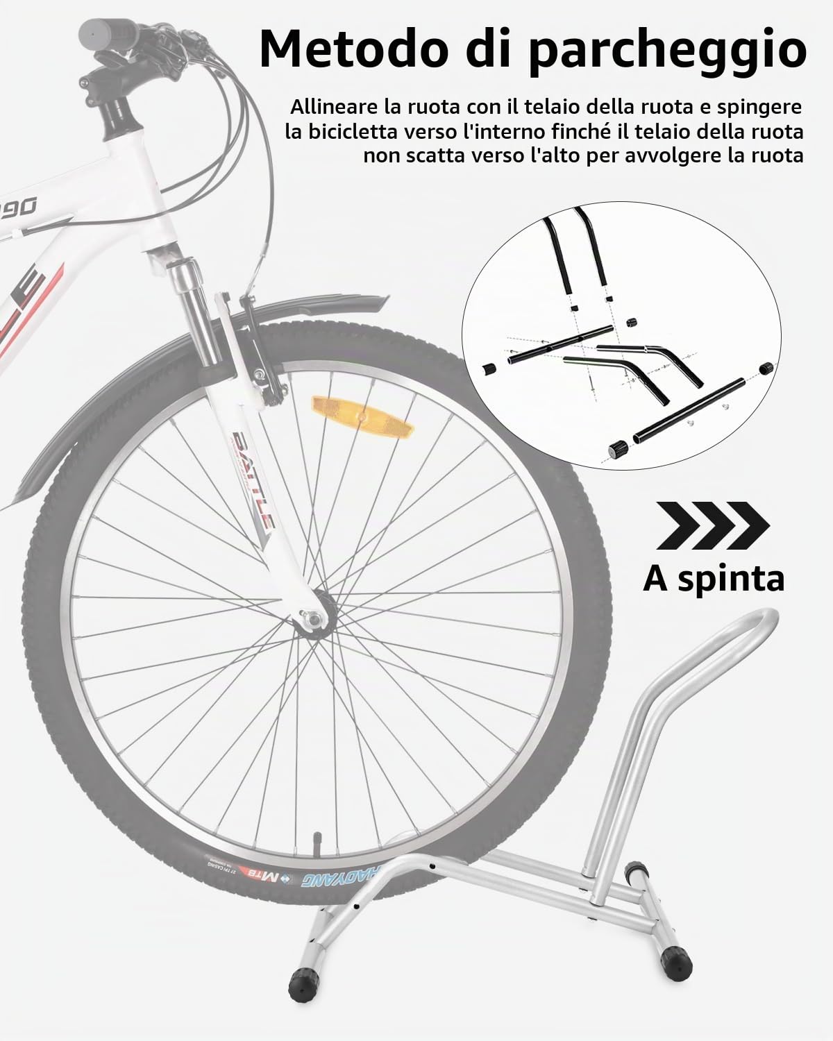 Huifoo Cavalletto Supporto Parcheggio Bici, Cavalletto per Bicicletta da 16 a 29 Pollici, Supporto Professionale per Bicicletta, per Mountain Bike Bici da Strada MTB