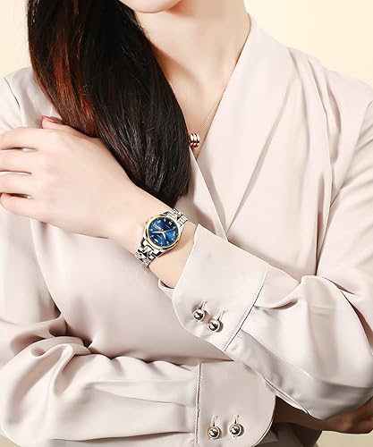 Miniatura 4 de OUPINKE Reloj automático para mujer, mecánico, cuerda automática, clásico de lujo