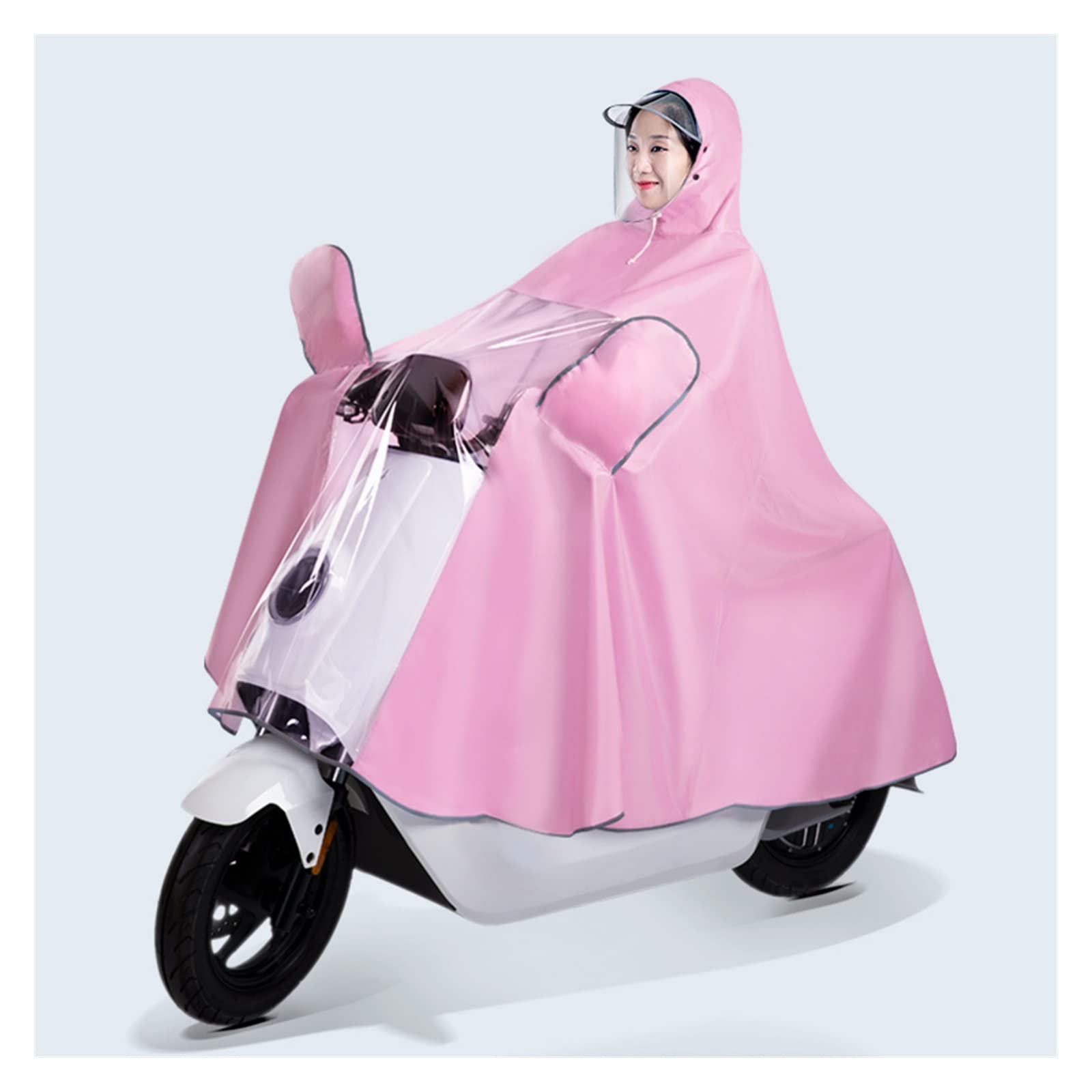 Dqzrtueca Unisex Pink Cycling Rain Poncho Hooded 4XL Multicolor Single/Double For Bikes E-Bikes Scooters(,Single)