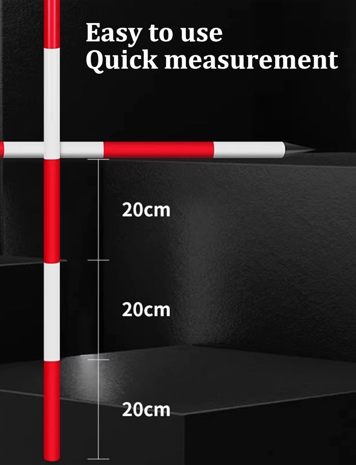 Kanduo Aluminiowy słup geodezyjny Pręt pomiarowy Urveying, odłączany personel, do badań inżynieryjnych, mapowanie terenu budowy dróg(200 cm/78.74 inch)