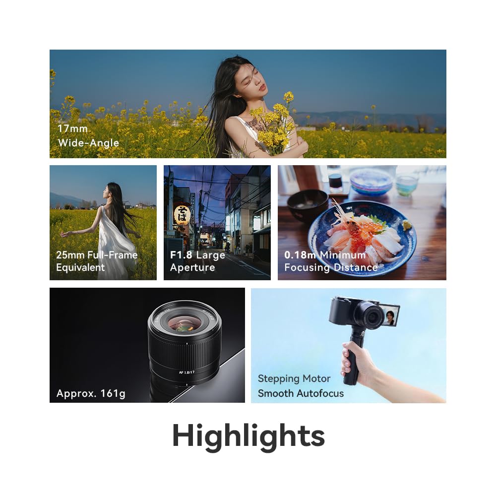 TTARTISAN Obiettivo AF 17 mm F1.8 APS-C per Fujifilm, grandangolare autofocus autofocus, ultra leggero, veloce e silenzioso, compatibile con fotocamere Fuji X Mount