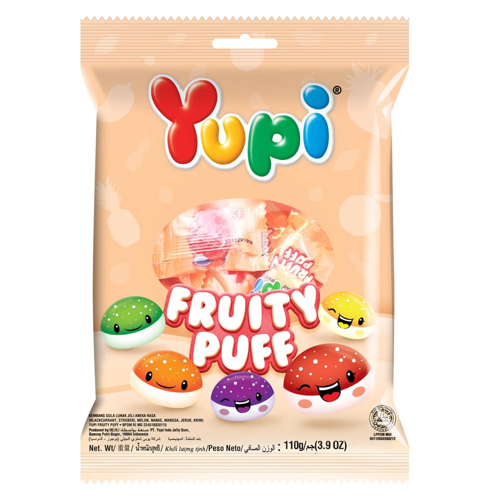 Fruity Puff Gummy Candy, 110g, Delicious, Soft & Chewy Fruity Gummies, Fun Snack for Kids & Adults