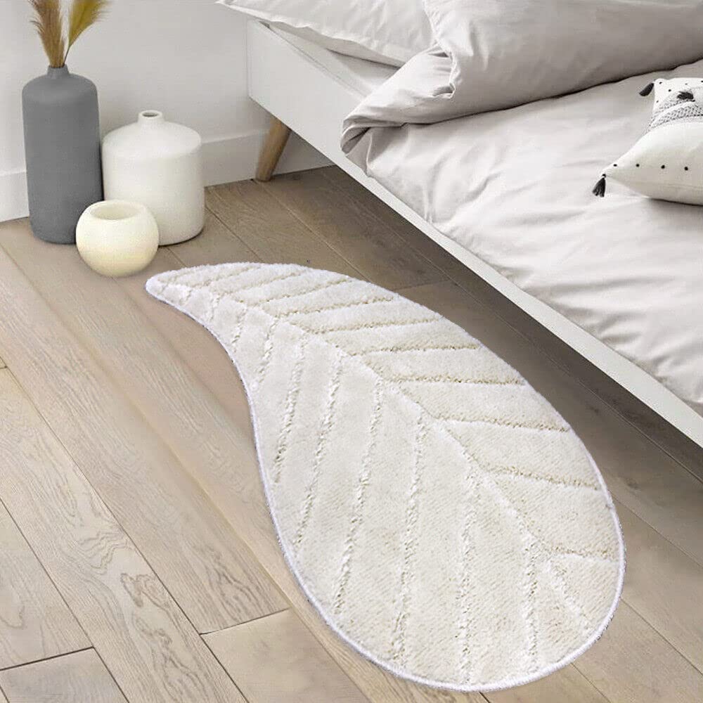 emmevi Tappeto Bagno Foglia Morbido Assorbente Camera Letto Scendi Doccia Antiscivolo mod.FIJI PANNA