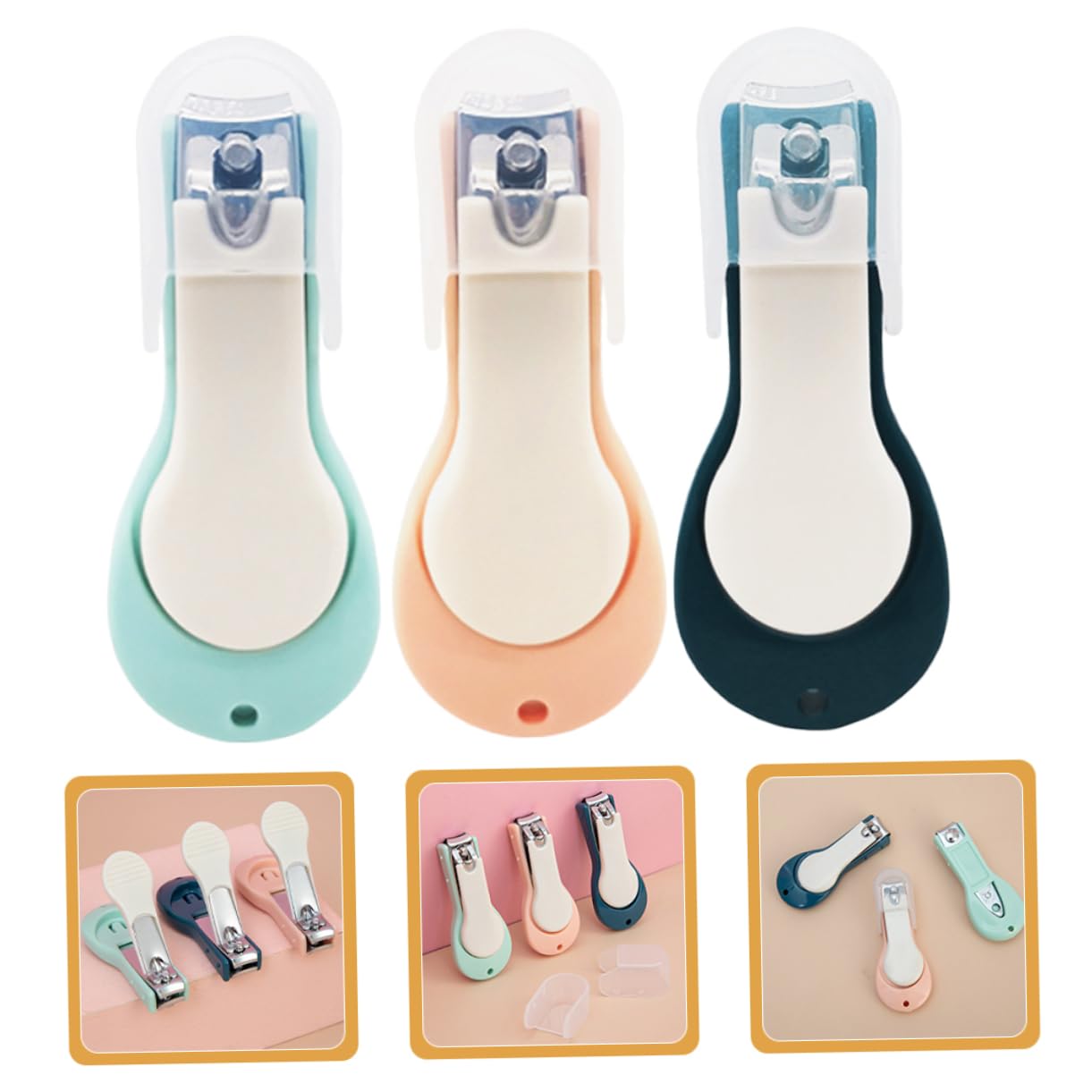 VANZACK 15 Stck. Teiliges Nagelknipser mit Silikonhülle Sicherer Nageltrimmer für Neugeborene und Kleinkinder Ergonomisch Gebogen Leicht Kompakt zur Präzisen Fingernagelpflege und