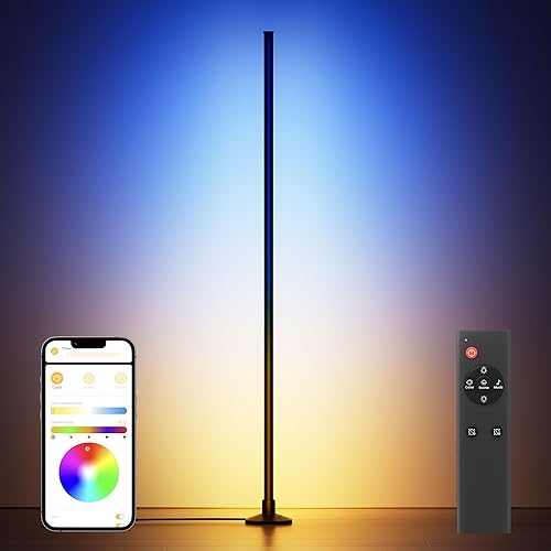 FULEN Floor Lamp, LED Corner Lamp for Living Room, Floor Light for Bedroom/Gaming Room, Modern Standing Lamp with Smart APP/Remote Control, RGB Color Changing with Music Sync