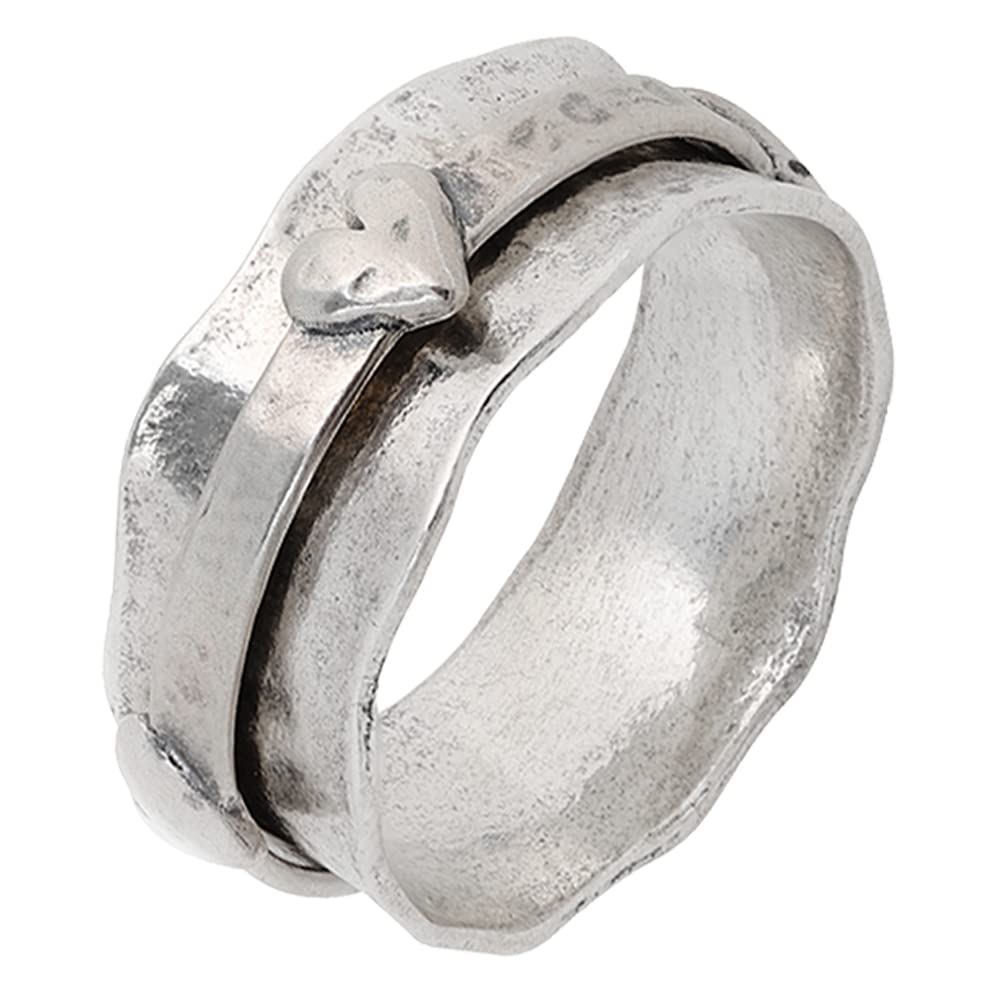 Sterling Silver Anti Anxiety Heart Spinner Ring | Reduce Stress & Worry Fidget Spinning Ring | Frien