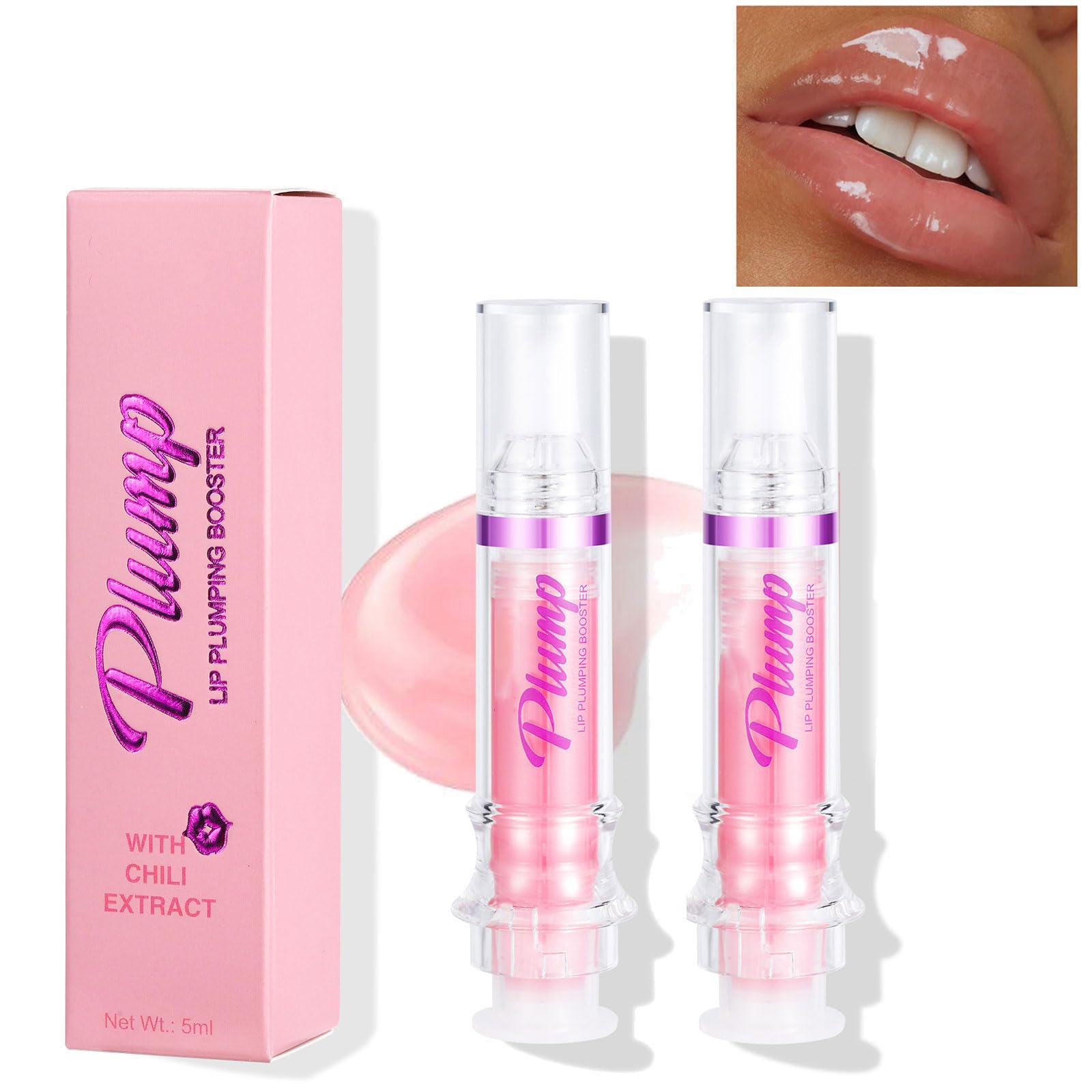 RasedoKeiko Plump Serum, Keiko Lip Gloss, Keiko Lip Plumper Natural Hydrating Lip Plumping Serum (1# Clear*2)