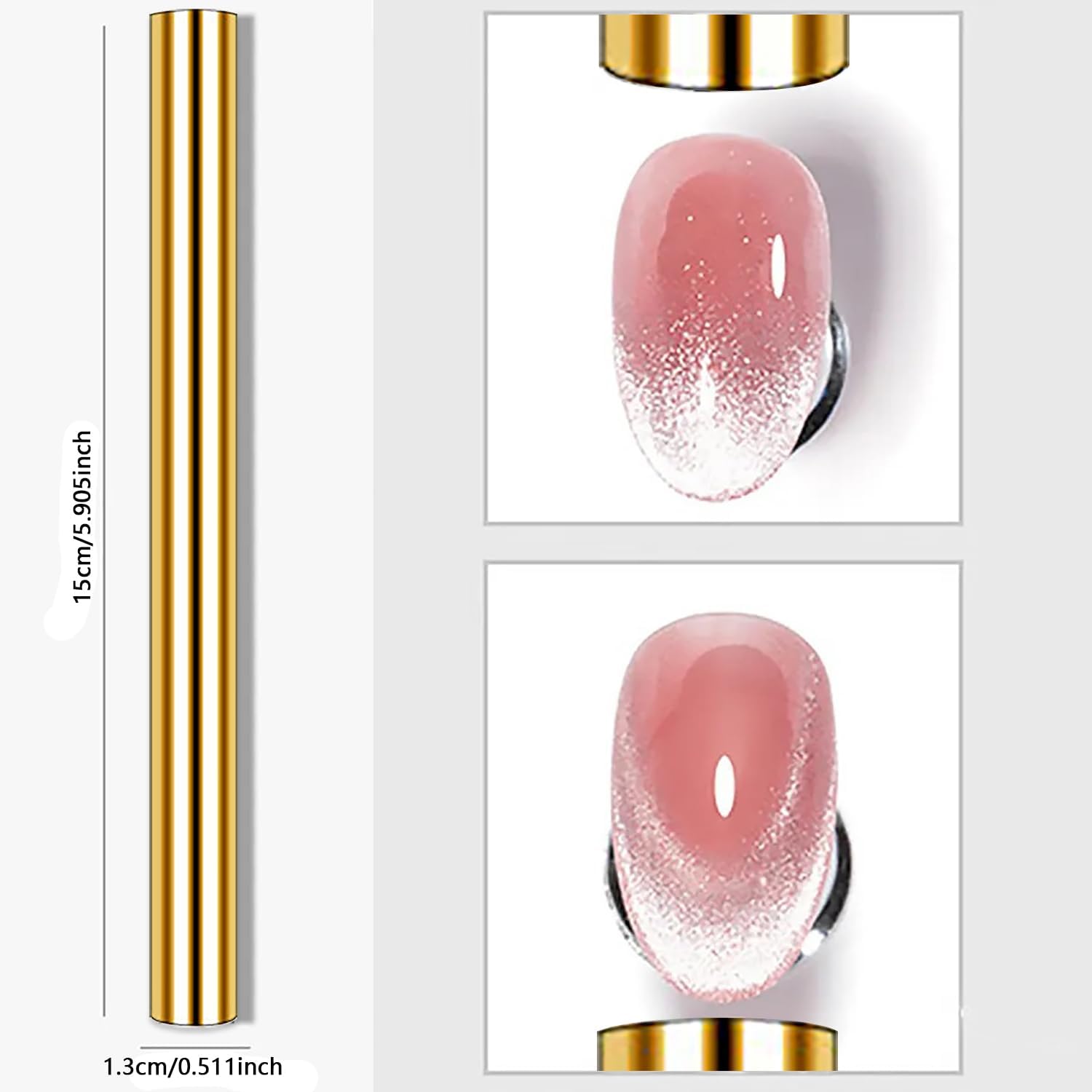 COSTICA 1Pcs Big Gold Cylinder Nail Magnet For Cat Eye Nails Designs Magnet Pens Nail Art Tools Ombre Gradient Design Nail Art Cat Eye Magnet Sticks For Women Nails Polish Magnet Pens Wand (OG) 2