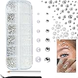 2000 cristallo bianco chiodo strass, semiconduttori unghie perla, SS5-SS10 cristallo strass chiodo, retro piatto rotondo K9 vetro glitter unghie pietre diamante, nail art, trucco, trucco occhi