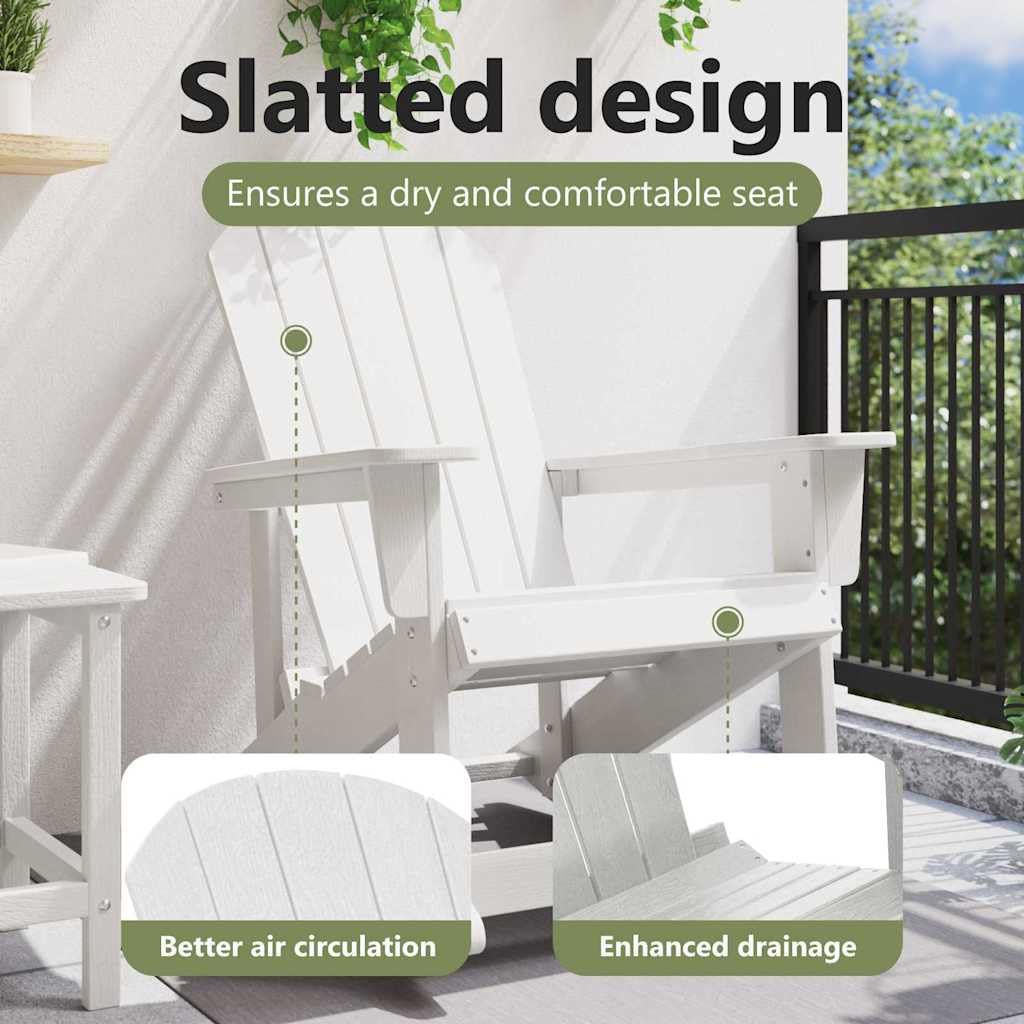 vidaXL Chaise Adirondack à Bascule Blanc 92 x 73,5 x 92 cm HDPE, Chaise Adirondack, mobilier de Jardin Moderne, Rockeur en polyéthylène stylé, Confort Ultime pour se détendre