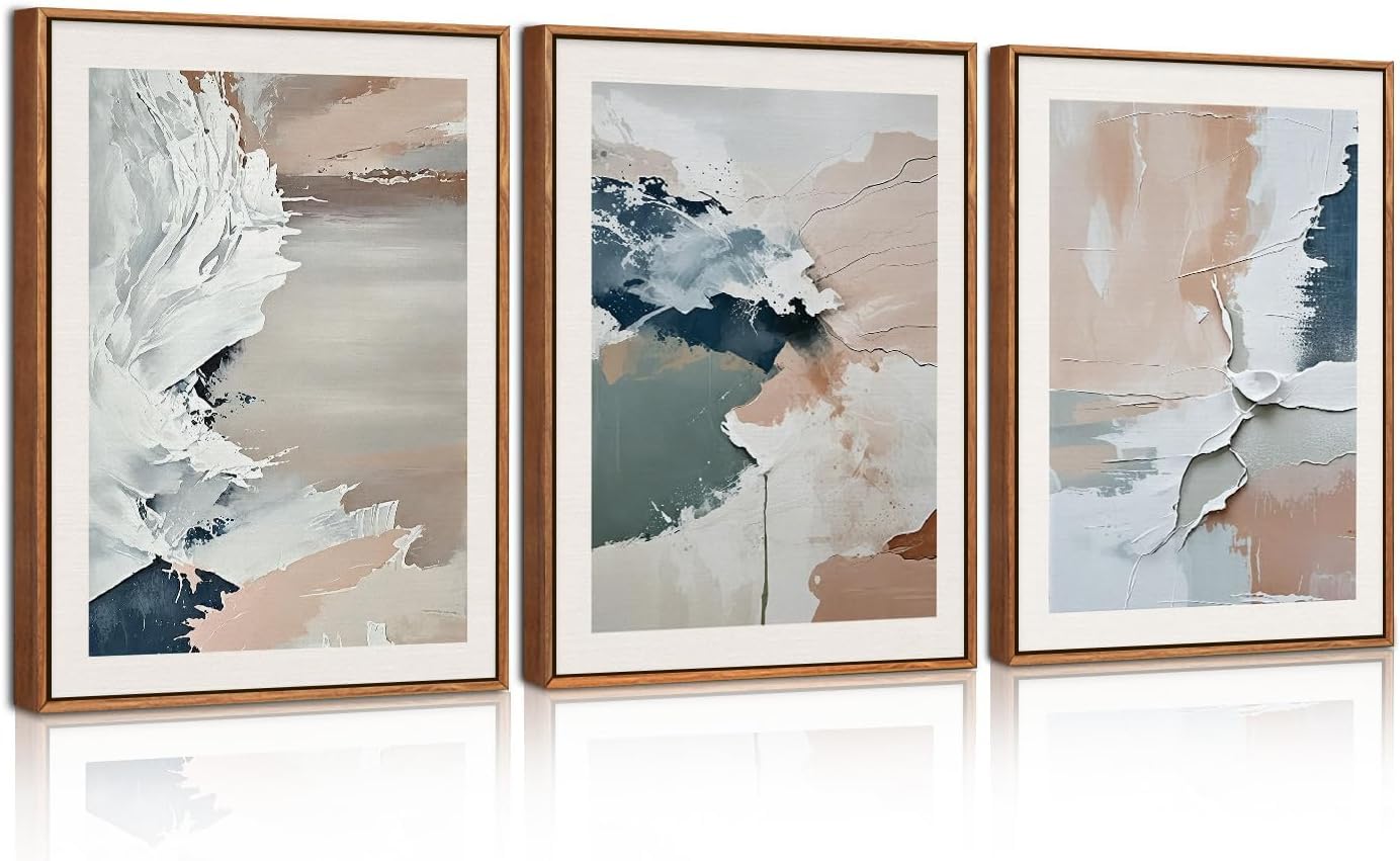 HPNIUB Weichgrünes Gerahmtes Leinwanddrucke Wandkunst Set, Abstrakte Botanische Boho-Wanddekoration, Minimalistisches Bilder Grün Leinwandkunstwerk Wohnzimmer, Schlafzimmer