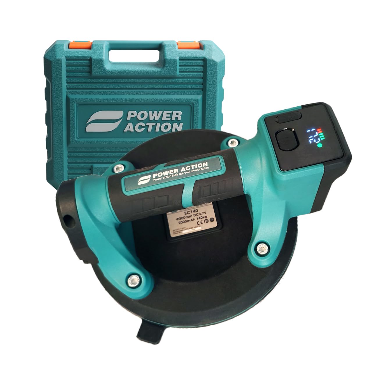 8” Suction Cups for Glass, Electric Heavy Duty Suction Cups, LCD Display & 2.0Ah Battery Rechargeable Washable Material Lifts for Glass, Floor, Marble, Smooth Rough Surfaces