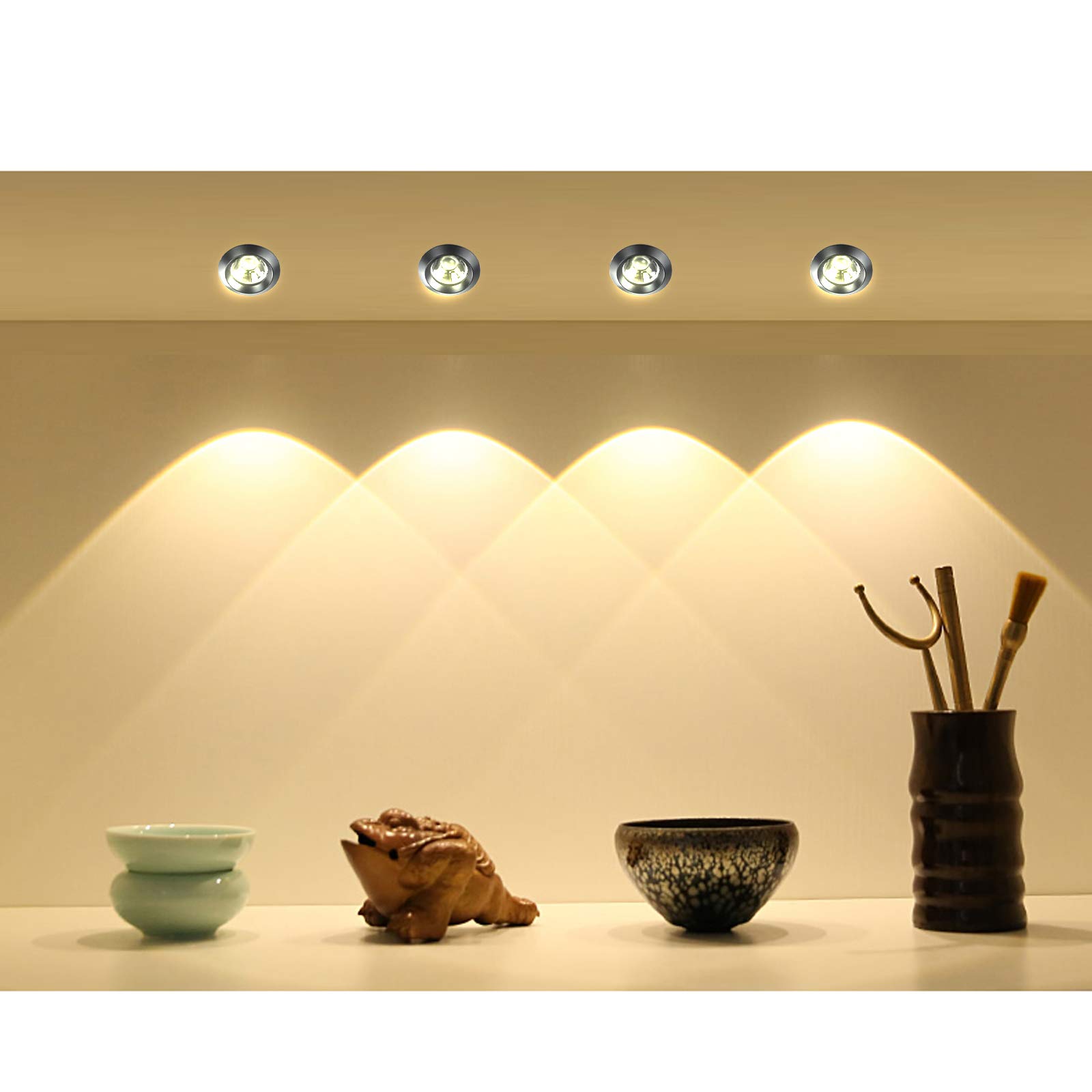 Downlight Led Empotrable, Foco Empotrable LED Mini Downlight de Techo con Transformador para Gabinete de Vino, Gabinete de Joyería, 10PCS, 1W 90-265V AC[Clase energética A++] (Black, Blanco Cálido)