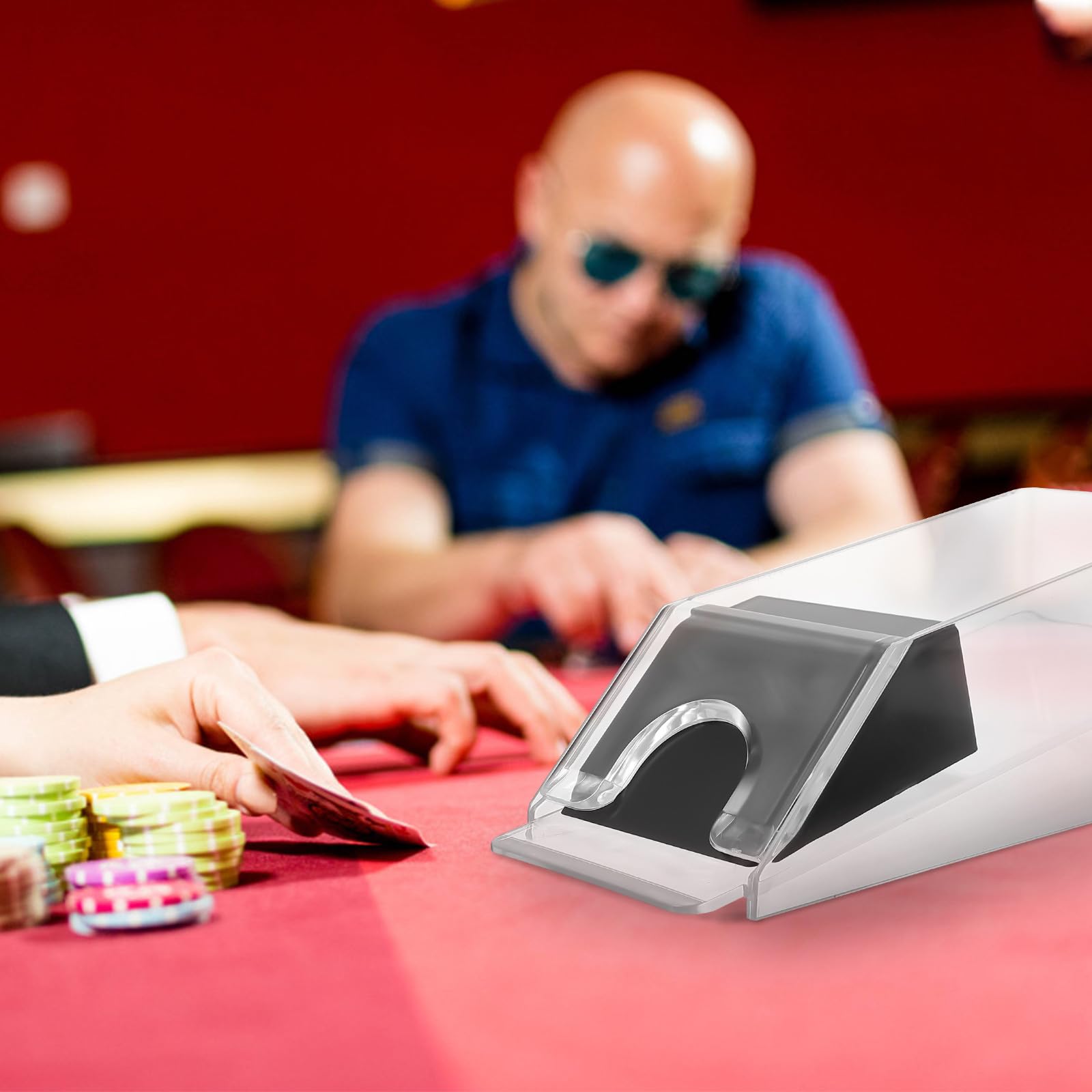 Distributeur Lisses Arrondis Bords Acrylique Robuste en Cartes de Jeux de Cartes sur Table, pour Parties de Poker et Jeux de Société