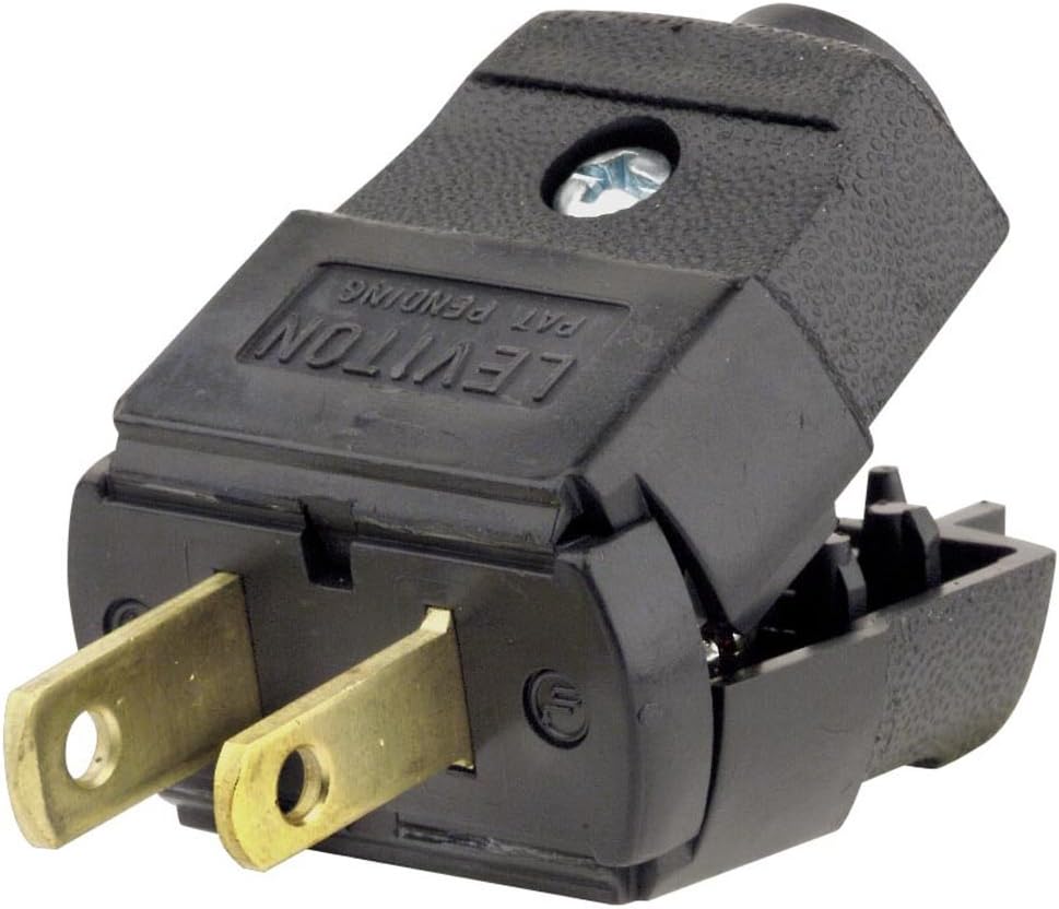 Leviton 101-EP 15-Amp, 125-Volt, Plug, Straight Blade, Residential Grade, Polarized, Non-Grounding, Black