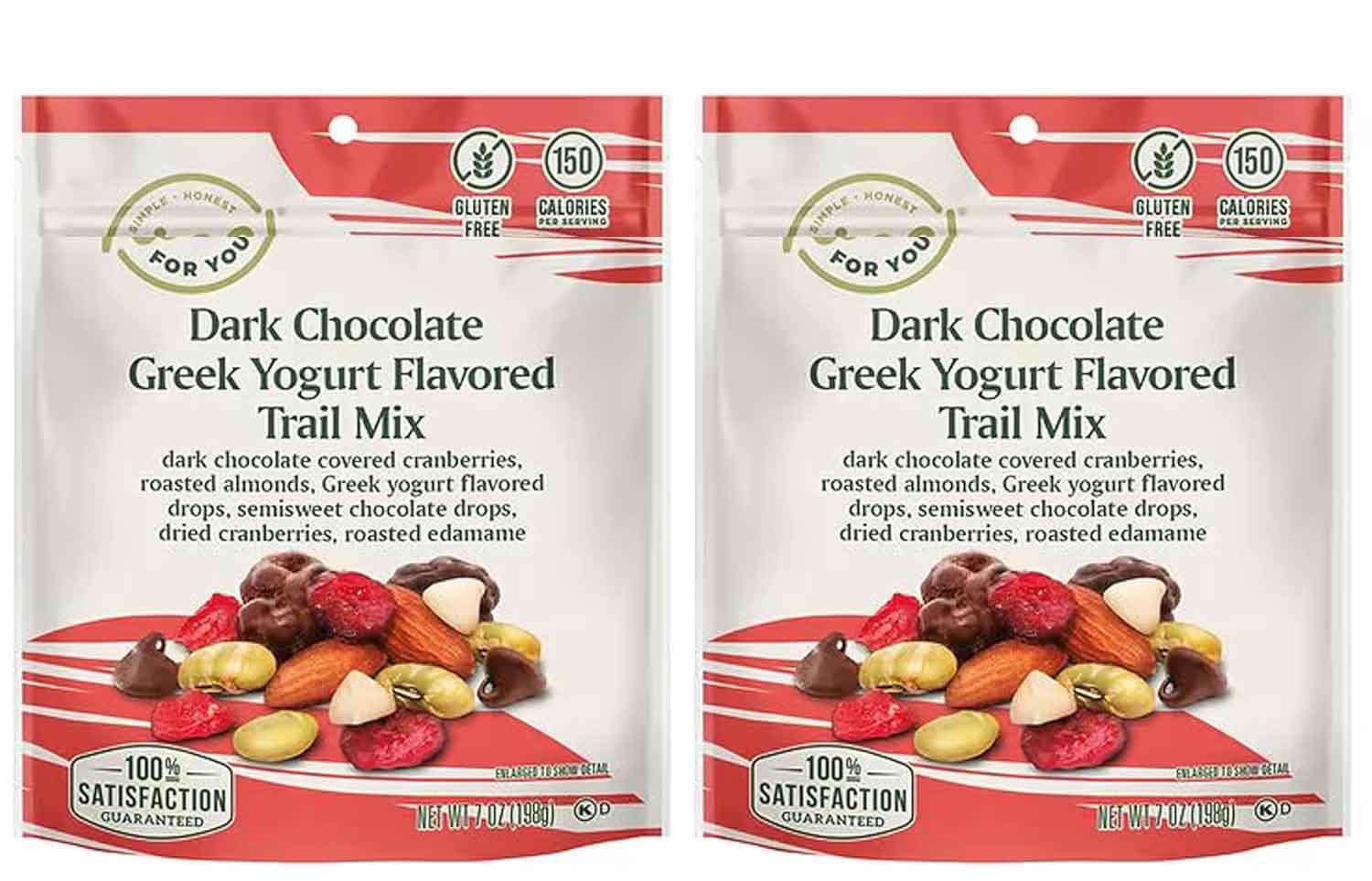 Dark Chocolate Trail Mix With Greek Yogurt: Dark Chocolate Cranberries, Roasted Almonds & Edamame, Yogurt Drops, Semisweet Chips, Cranberries, Snack Snacking Gluten Free Food, 2 Nice 7oz Bags (14oz Total)
