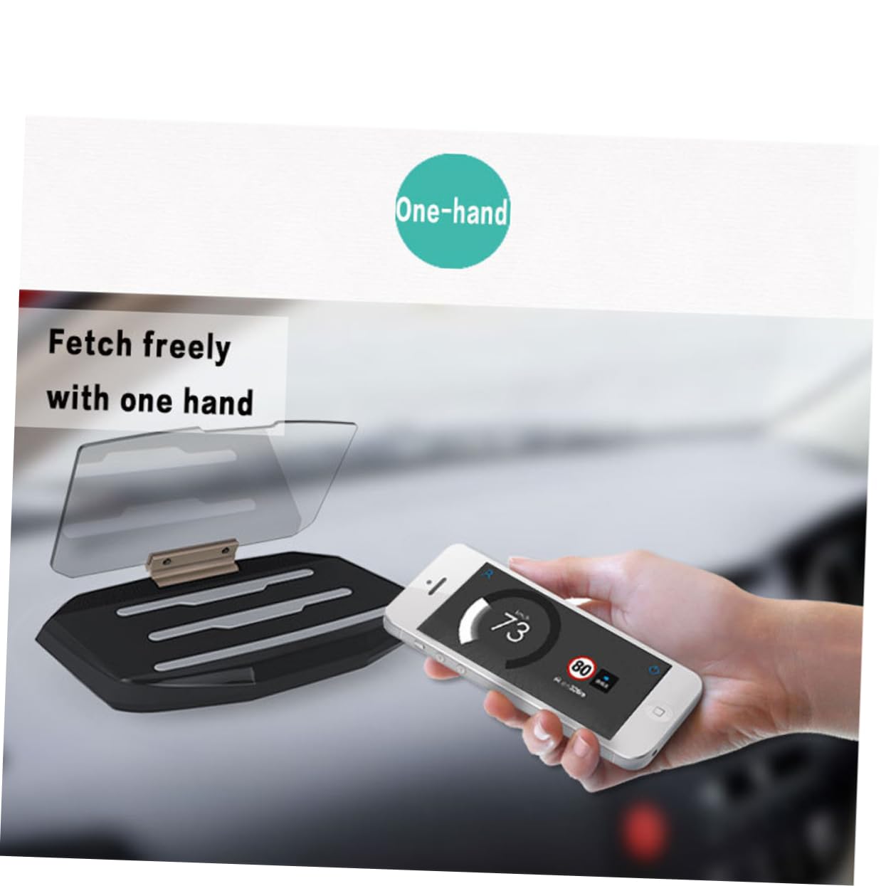 Homoyoyo Supporto Telefono Auto Hud Regolabile in Abs Nero per Cruscotto | Angolo Visivo Regolabile, Tappetino Antiscivolo Incluso, Formato Compatto per Navigazione