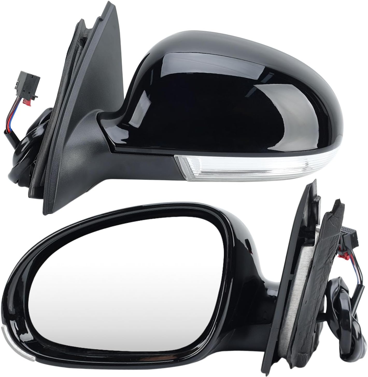 Left Driver Side Mirror Compatible with Volkswagen Jetta 2005-2010 Heated with Turn Signal Indicator Power Glass Manual Folding Black Replace # 1K1 857 507 DB 9B9