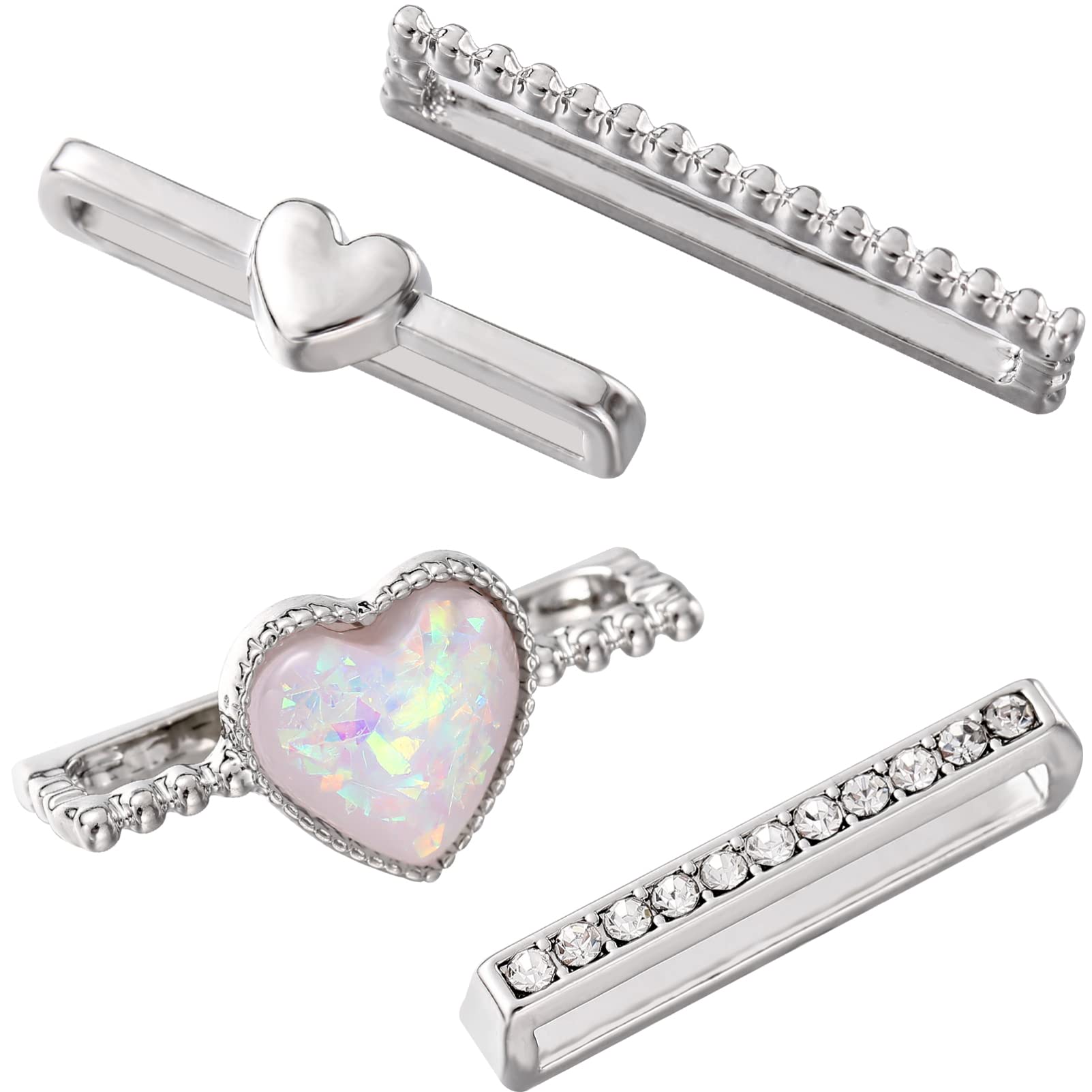 Hemobllo 4Pcs Smart Watch Silicone Band Decorative Rings Loops Fastener Rings Rhinestone Charms Heart Shaped Metal Decorative Rings Loops for Smart Watch Band Accessories Charms