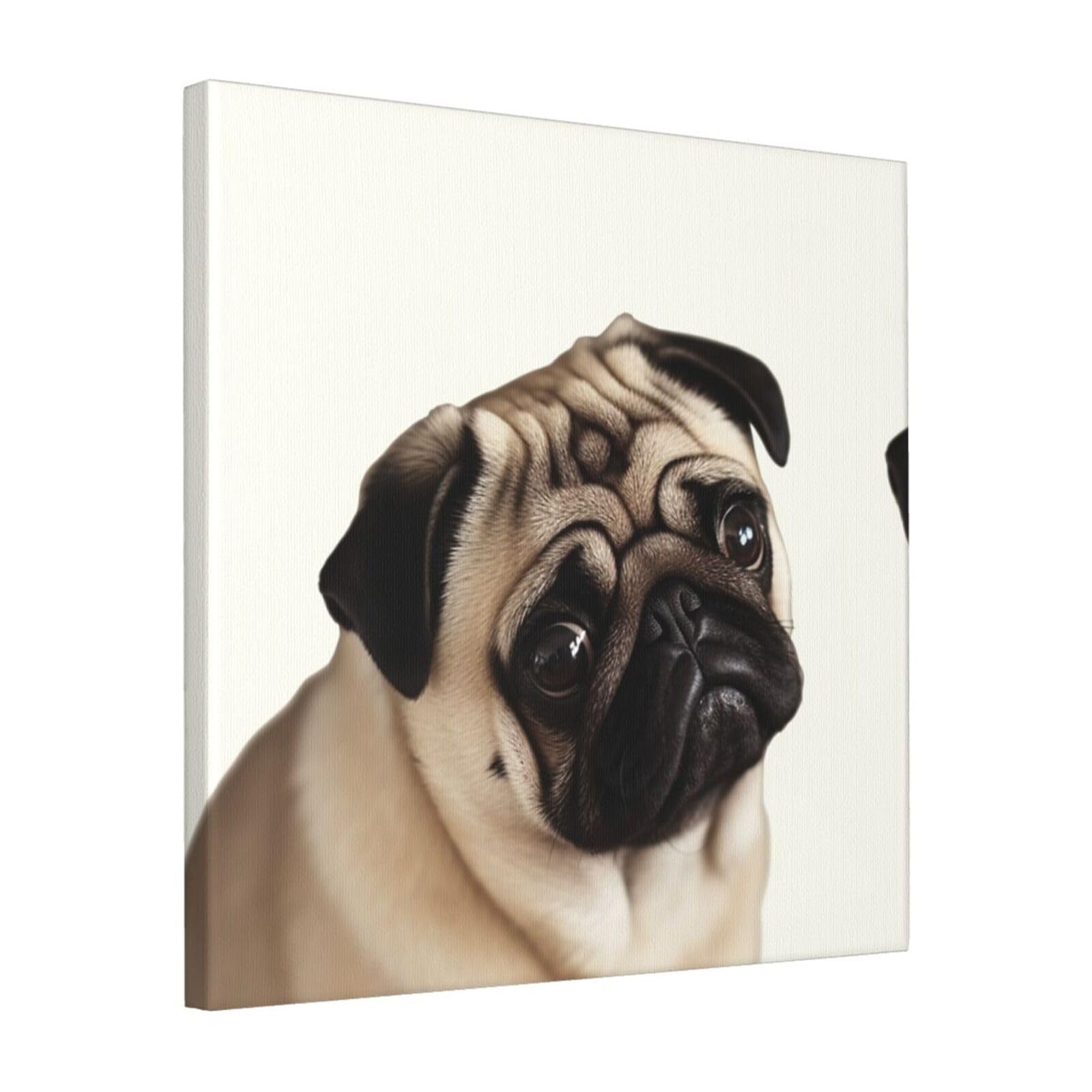 FodPand Pug Dog Canvas Wall Art for Living Room Wall Decor 16"x16" Modern Artwork Painting Pictures Hanging Canvas Prints Aesthetic Wall Art for Bedroom Bathroom Office Wallart Decor