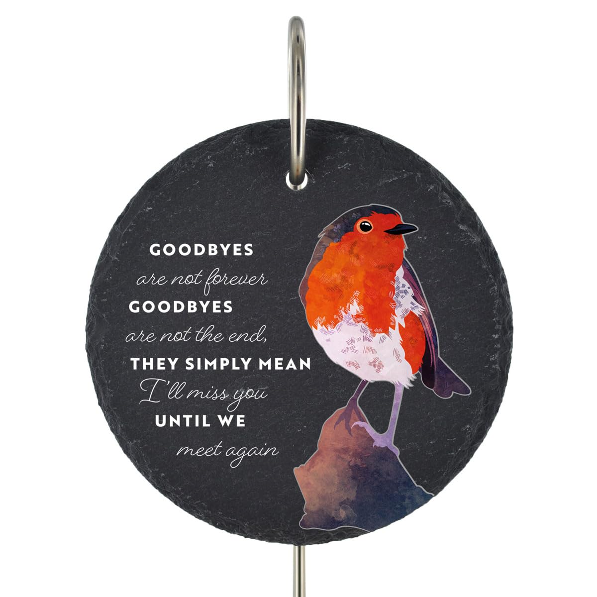 Global Designs Robin Grave Stick Marker Plaque Ornament Memorial Slate Graveside Decor Goodbyes Sentimental Tribute Graveside Decor 25x11cm