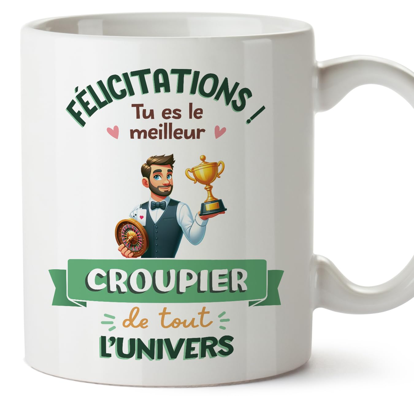 MUGFFINS Croupier Man Mug - in French - Meilleur Univers Trophée - Funny Gift for Colleagues - Ceramic 11oz Mug — image 1