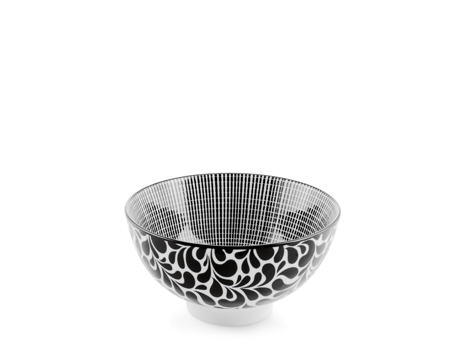 H&H, Set 6 ciotoline Mirage in Porcellana Decorata Bianco e Nero – Ø 12,5 cm – Lavabili in Lavastoviglie e Utilizzabili in Microonde e Forno Tradizionale