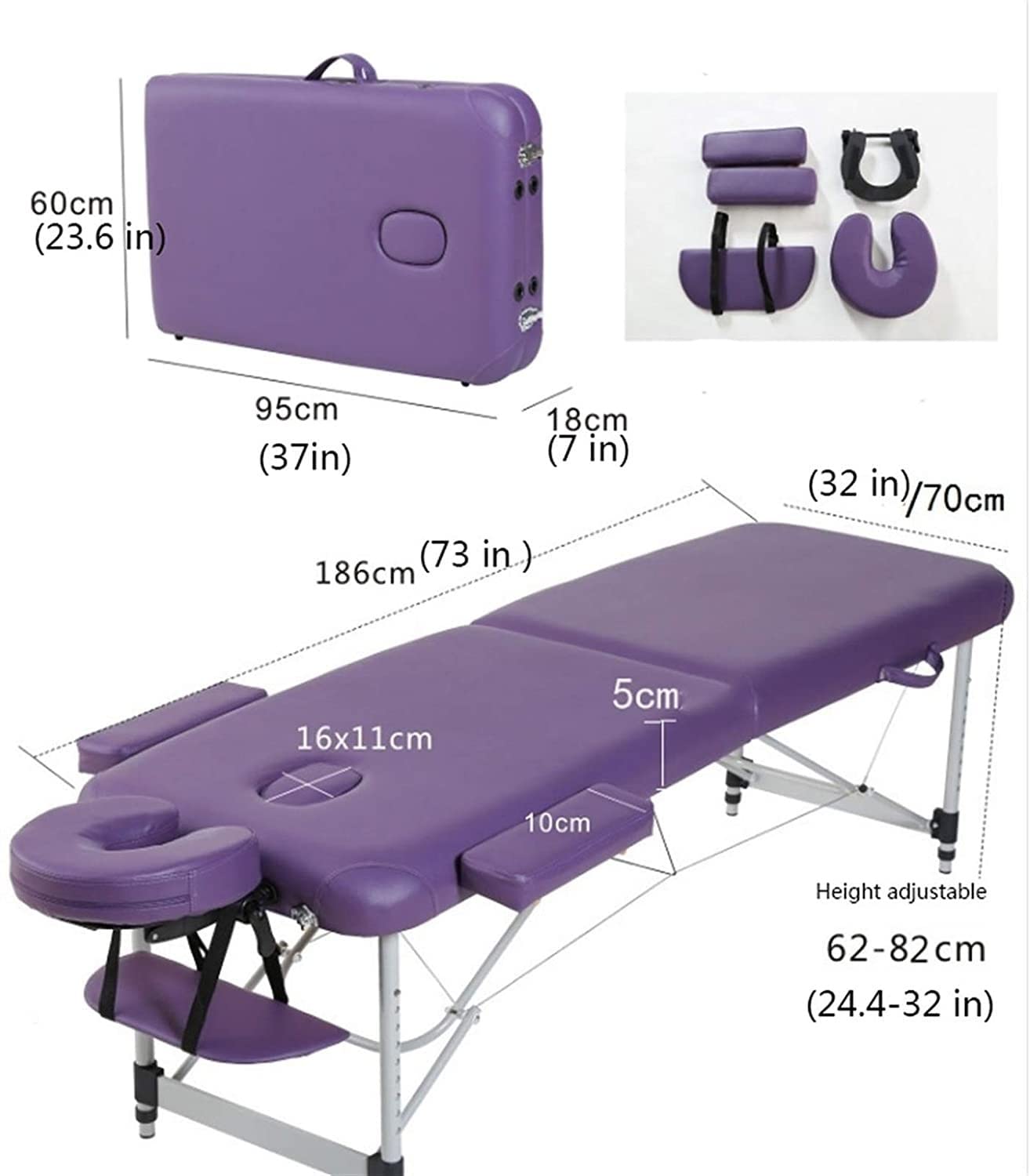 Lettino da Massaggio, Lettino da Massaggio Pieghevole Portatile, Lettino da Massaggio, Lettino da Spa, Lettino da Terapia, Lettino da Salone Regolabile in Altezza, Adatto (Verde