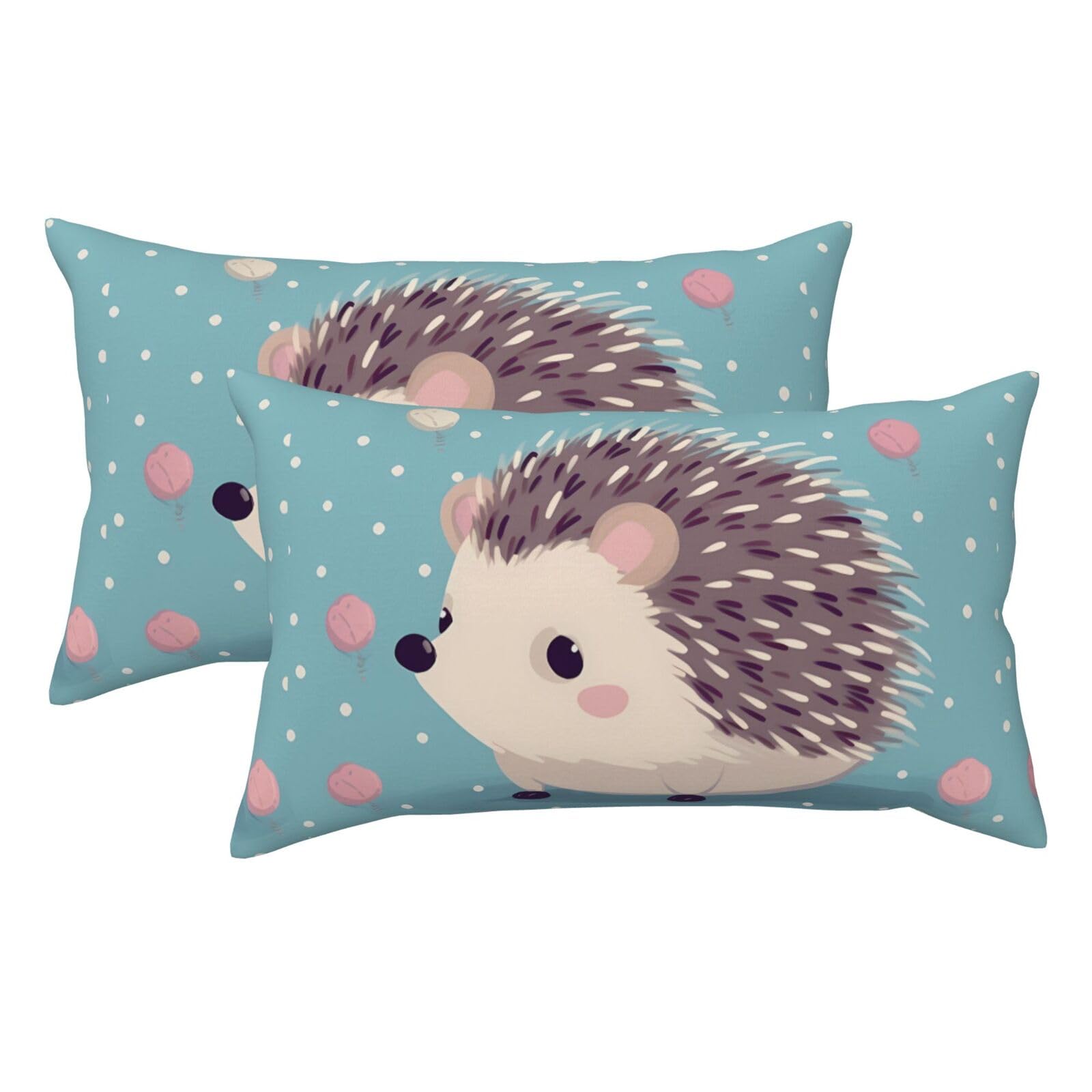 2 Pack King Pillow Cases with Hidden Zipper, Soft Breathable Pillow Covers for Hair and Skin, Hedgehog Polkadot Pillowcases 20"x36" Bed Pillow Protectors Cover for Sleeping Gifts