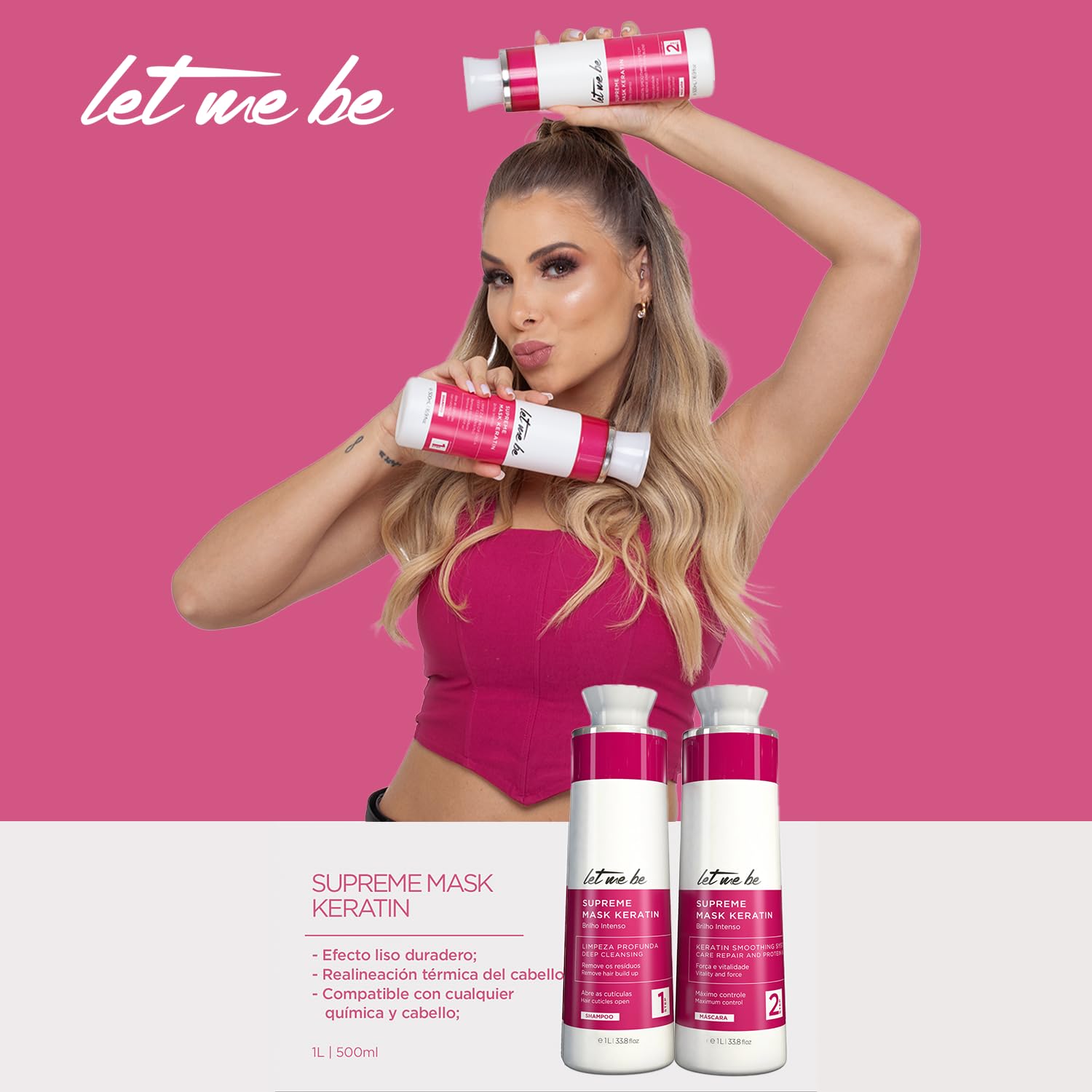 Let Me Be SupremeMask Keratin STEP 2 Mascarilla para Alisado Brasileño de Larga Duración 500ml