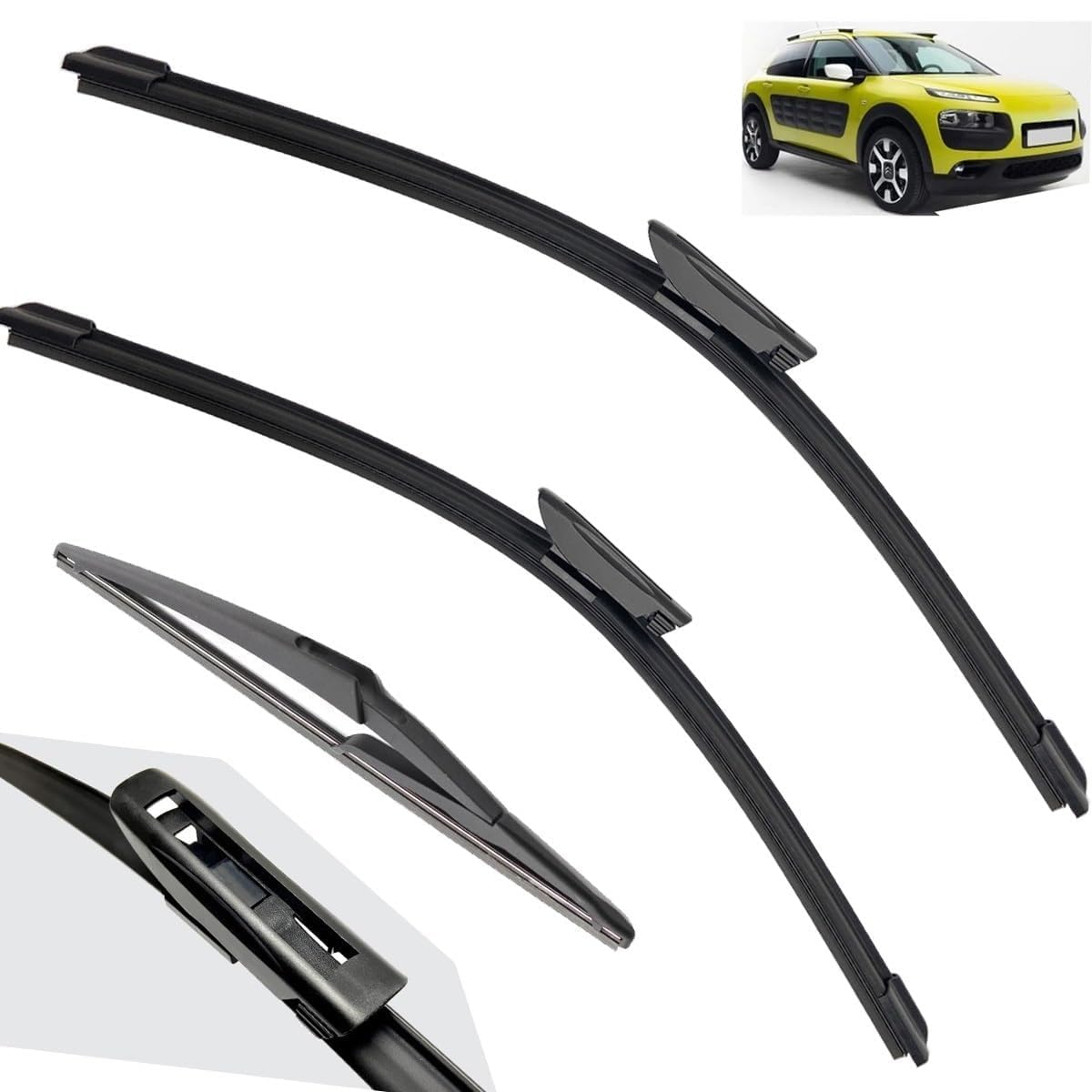 Scheibenwischer für Citroen C4 Cactus 2014–2023,Vorne Und Hinten Wischerblätter Set Teile Ersatzwischblätter