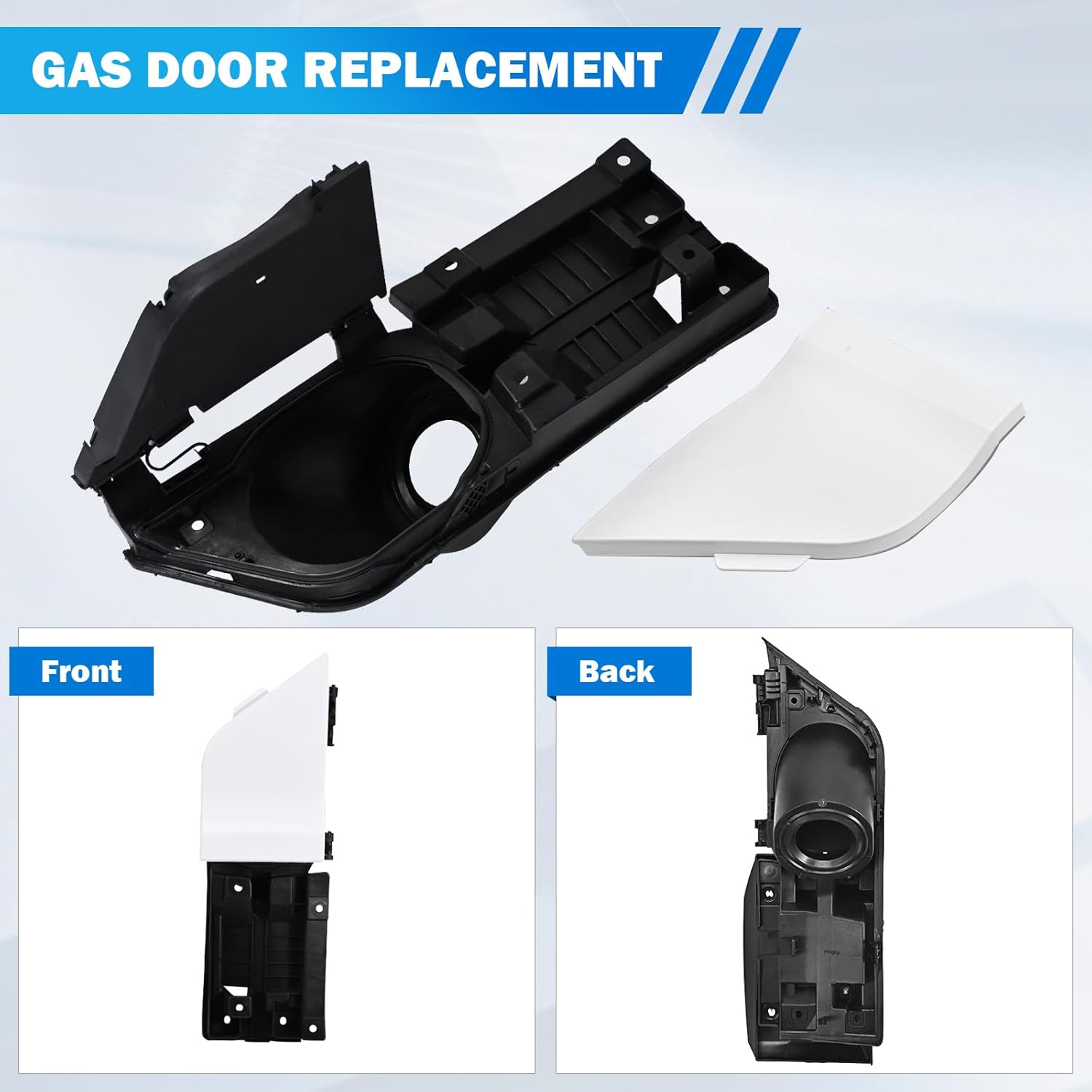 Transit Fuel Door, Transit Gas Door + White Cover Compatible with 2015-2023 Ford Transit Vans 150 250 350 HD - Fuel GAS Filler Pocket Housing Hinge Door Replace # CK4Z-5427936-A CK4Z-5427936-F