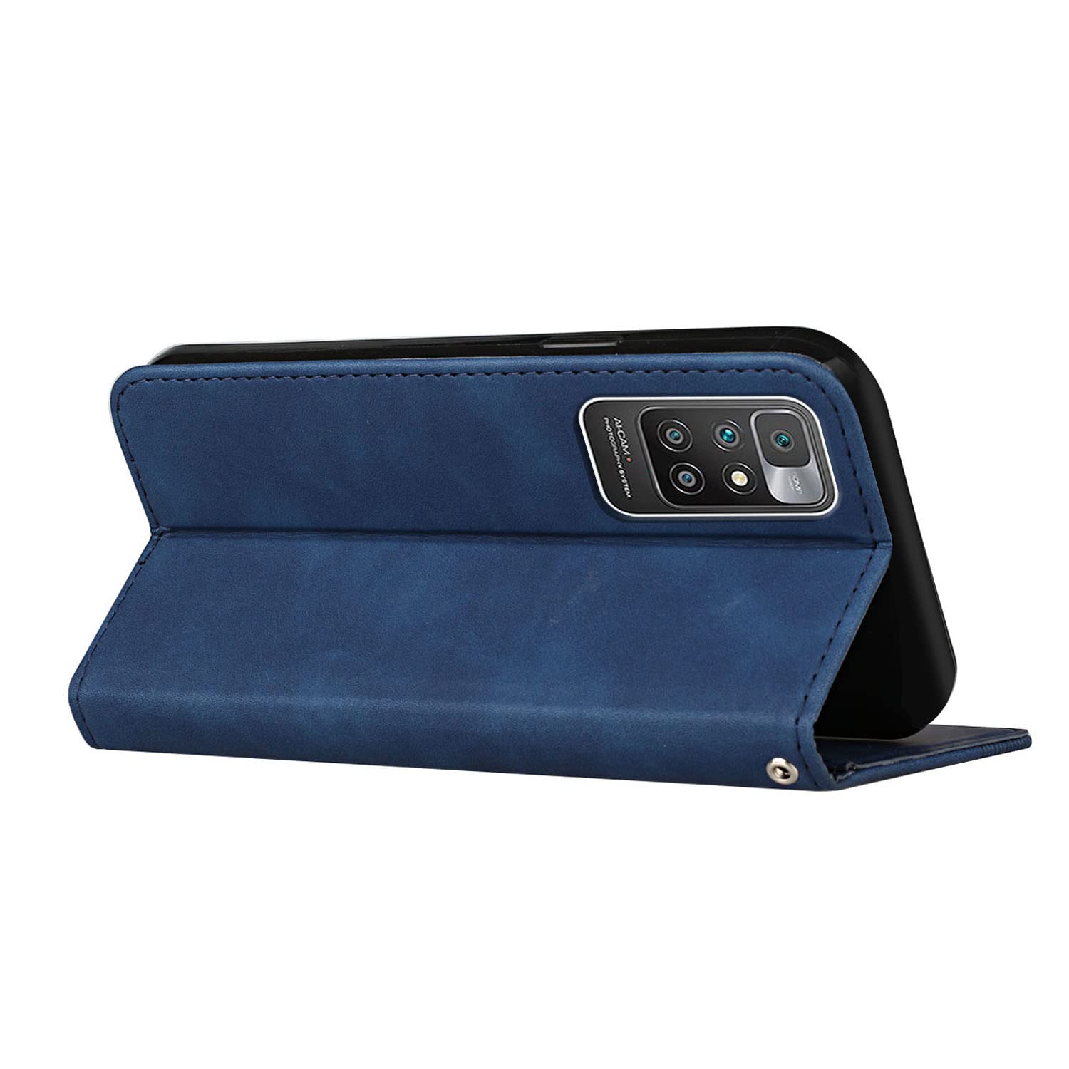 Funda para Xiaomi Redmi 10/Redmi 10 2022/Redmi 10 Prime,Funda Carcasa de Cuero con Tapa Flip Case, Cuero Billetera Flip Carcasa Magnético con Cáscara de TPU, Ranura para Tarjeta (Azul)