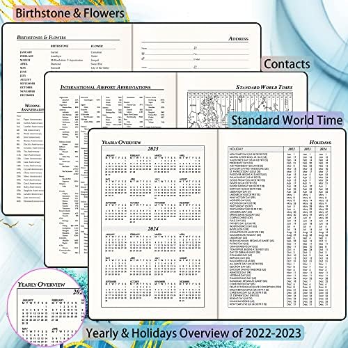 2023 Diary A5 Week to View, Weekly & Monthly Planner, from Jan 2023 to Dec 2023, Academic Diary 2023 with Tabs, Pen Loop and Inner Pocket, Size A5 (21×14.5×2.5cm)
