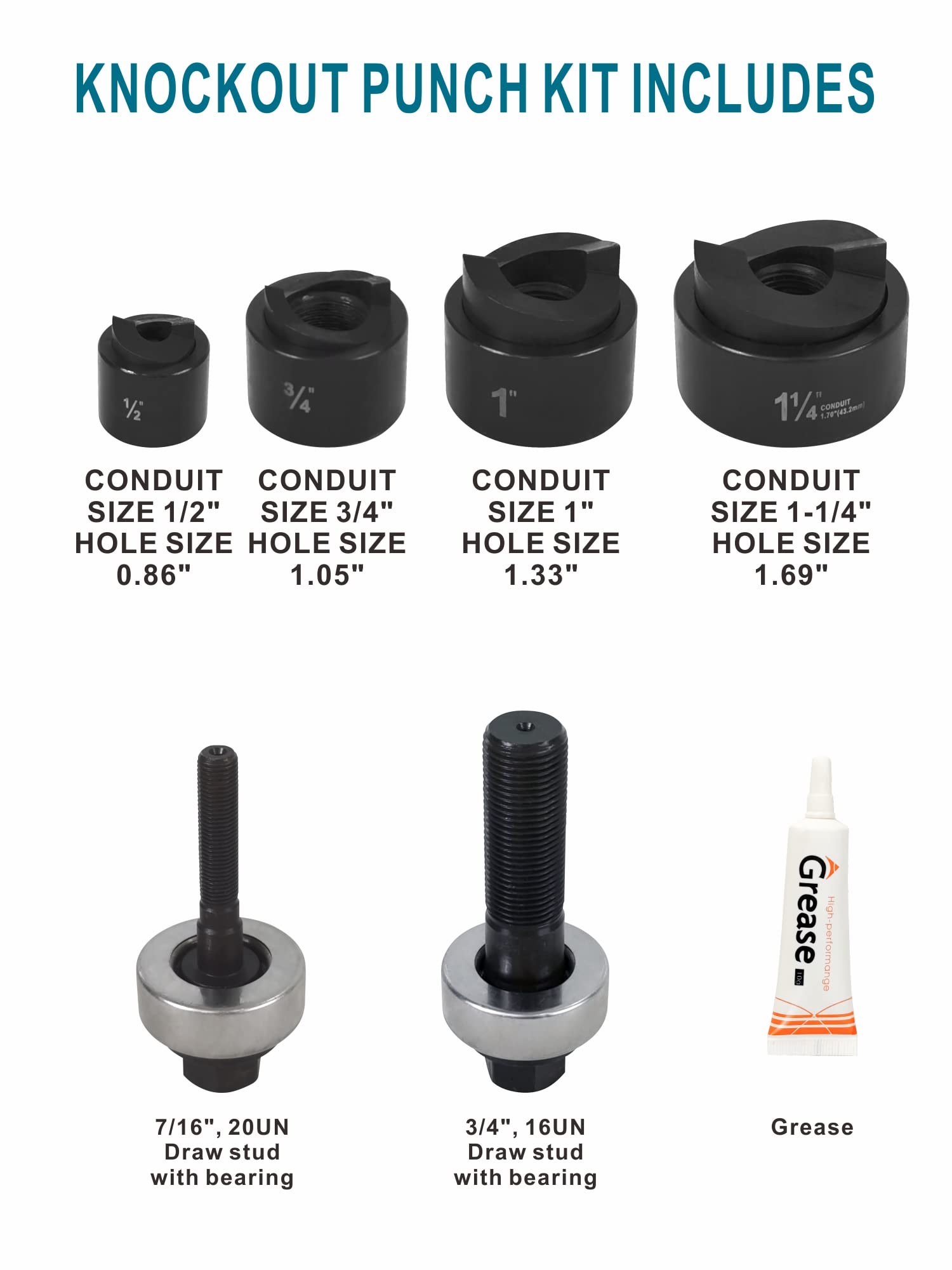 AMZCNC Manual Knockout Punch Driver Kit For 1/2 Inch To